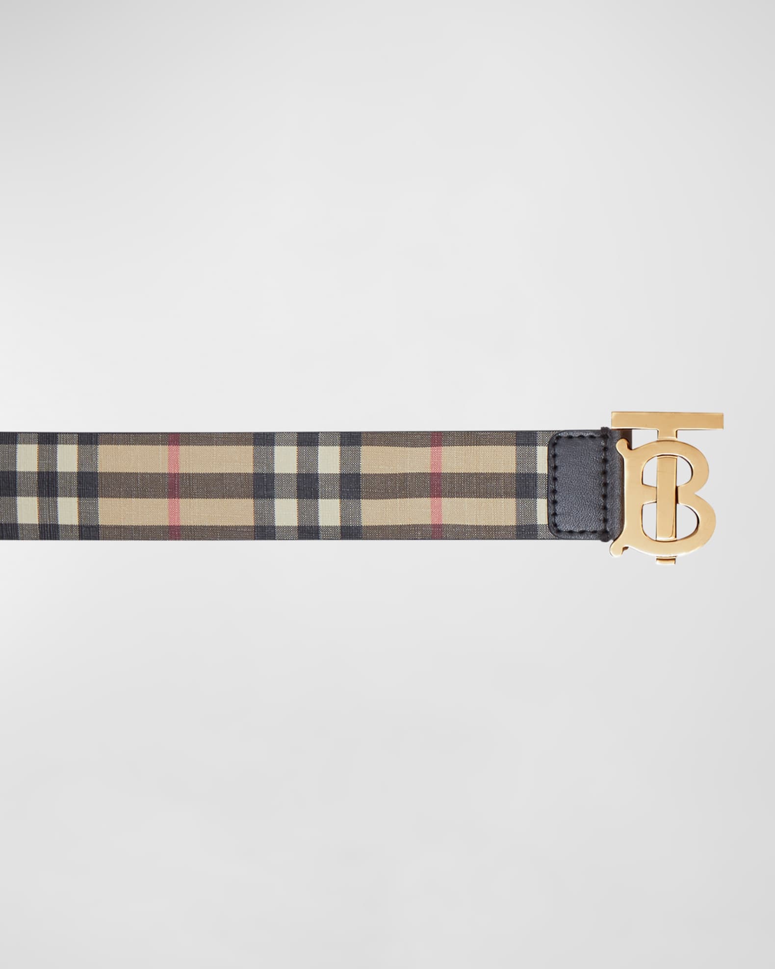 Check and Leather TB Belt in Archive Beige/briar Brown - Women | Burberry®  Official