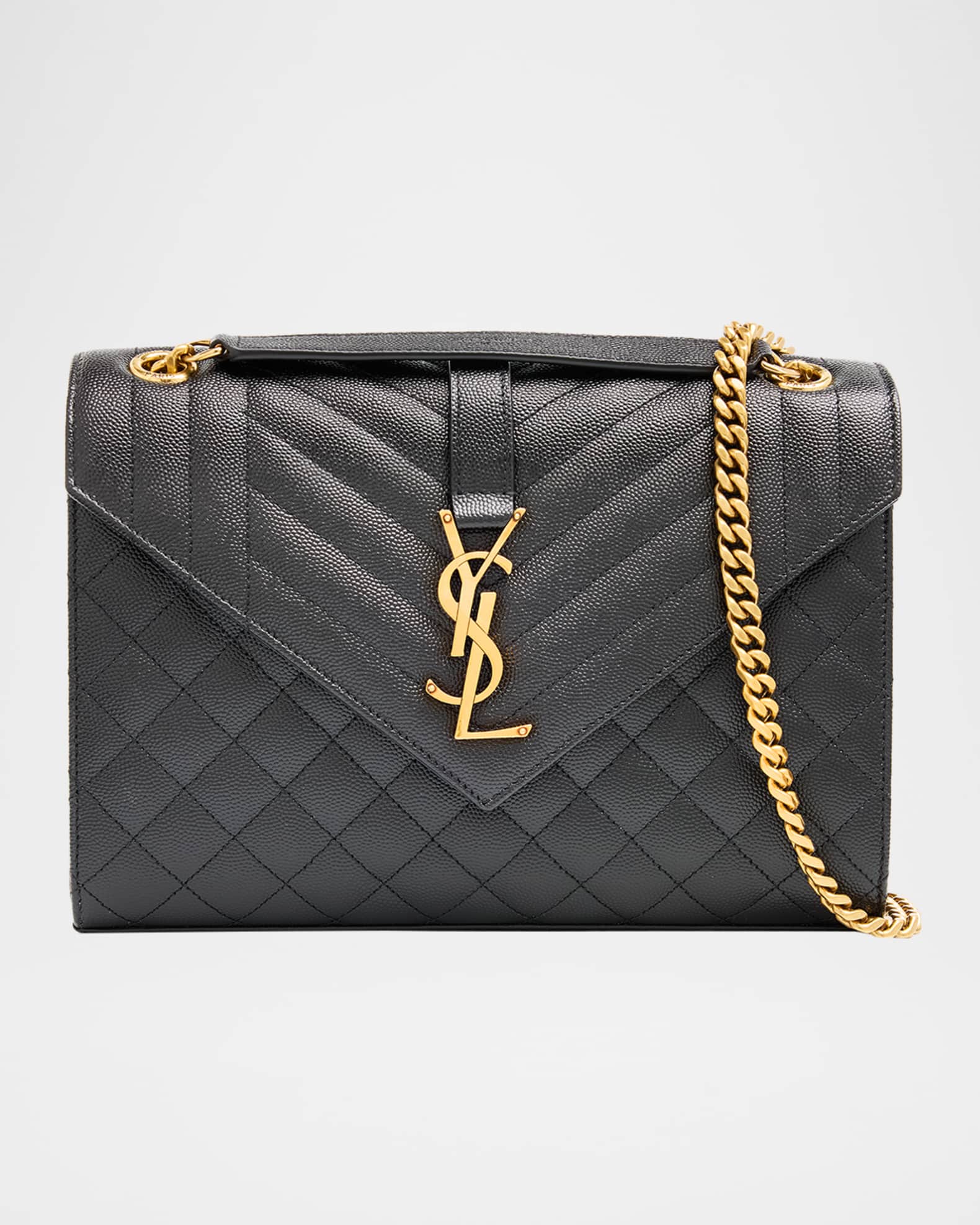 Saint Laurent Envelope Triquilt Medium YSL Shoulder Bag in Grained
