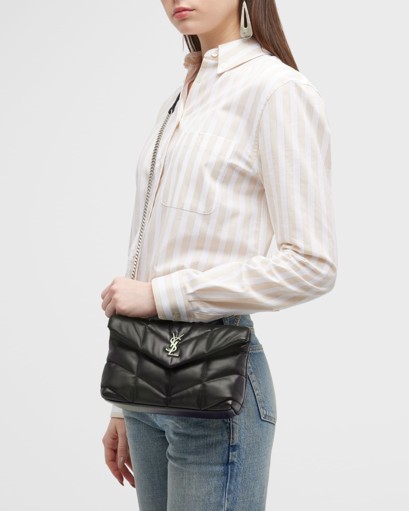 Lou Puffer Toy YSL Crossbody Bag in Quilted Leather
