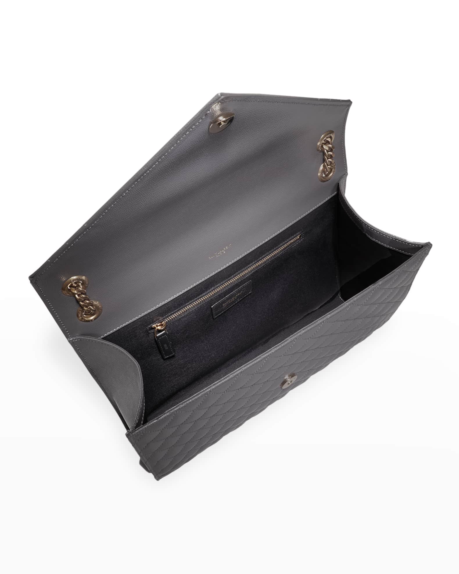 SAINT LAURENT Beige Quilted Large Envelope Bag — MOSS Designer Consignment