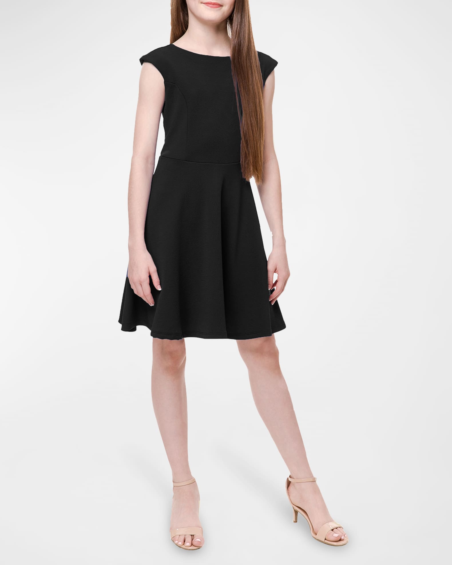Girl's Textured Cap Sleeve Dress, Size 7-16 0