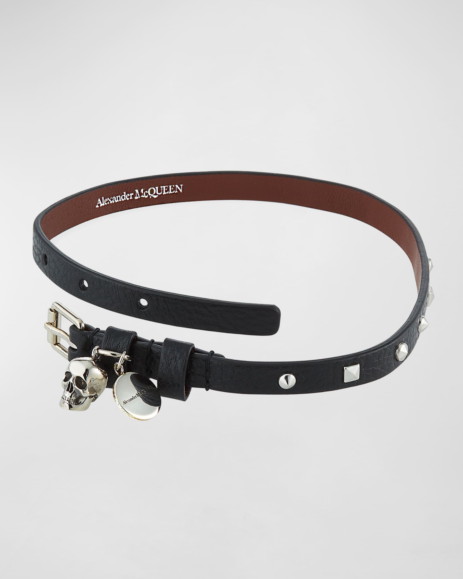 Alexander McQueen Men's Studded Leather Wrap Bracelet w/ Charms ...