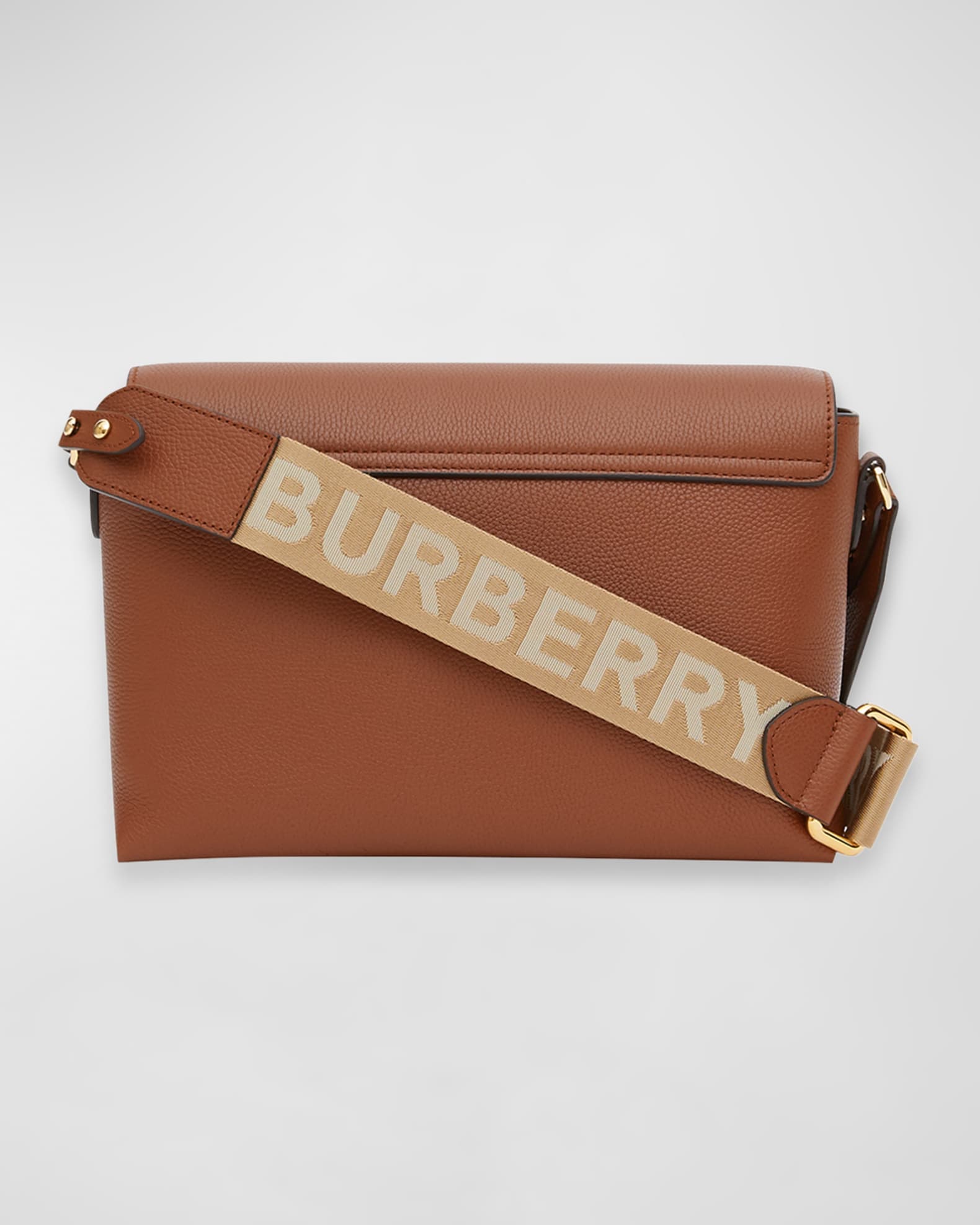 Burberry Leather Crossbody Saddle Bag - Neutrals
