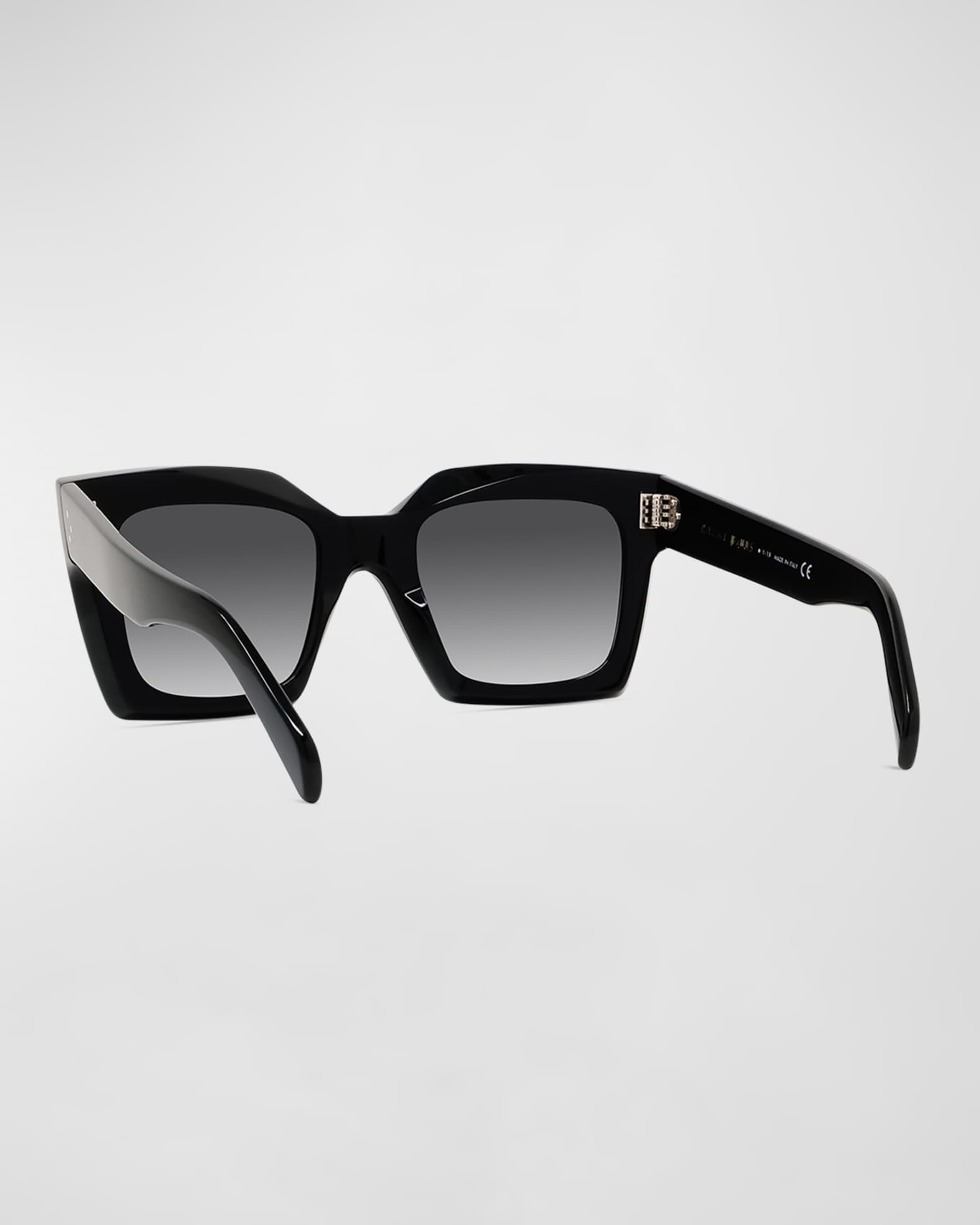 【即発送】CELINE スクエアパース レザーケース ブラック Rectangle Acetate Sunglasses | Neiman Marcus