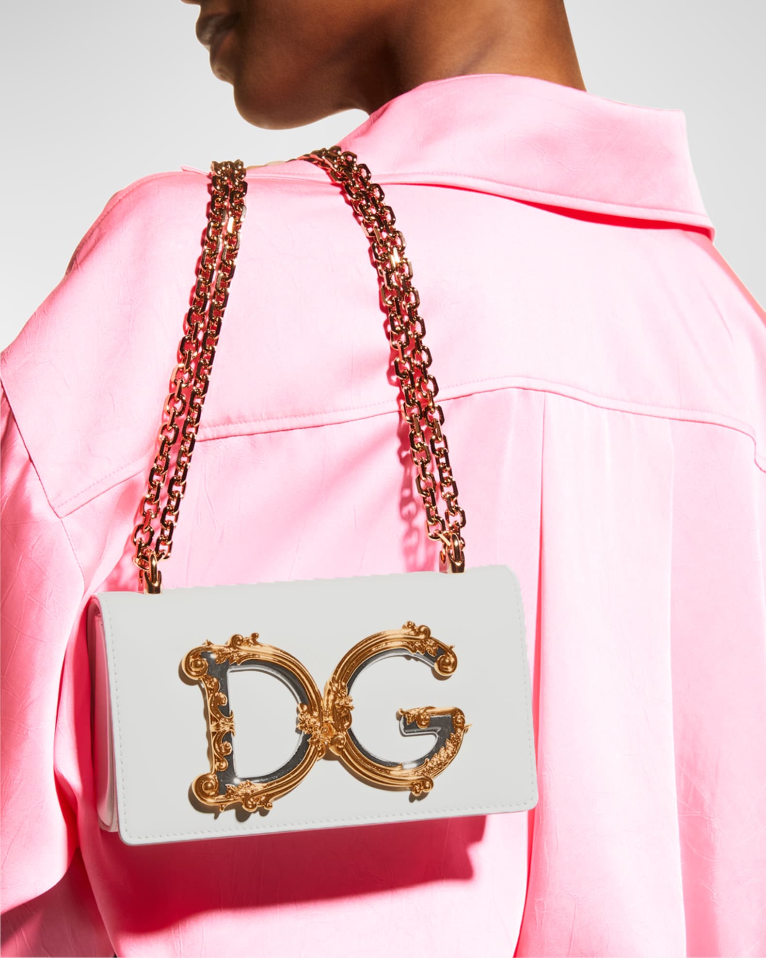 Dolce&Gabbana Barocco Leather Shoulder Bag | Neiman Marcus