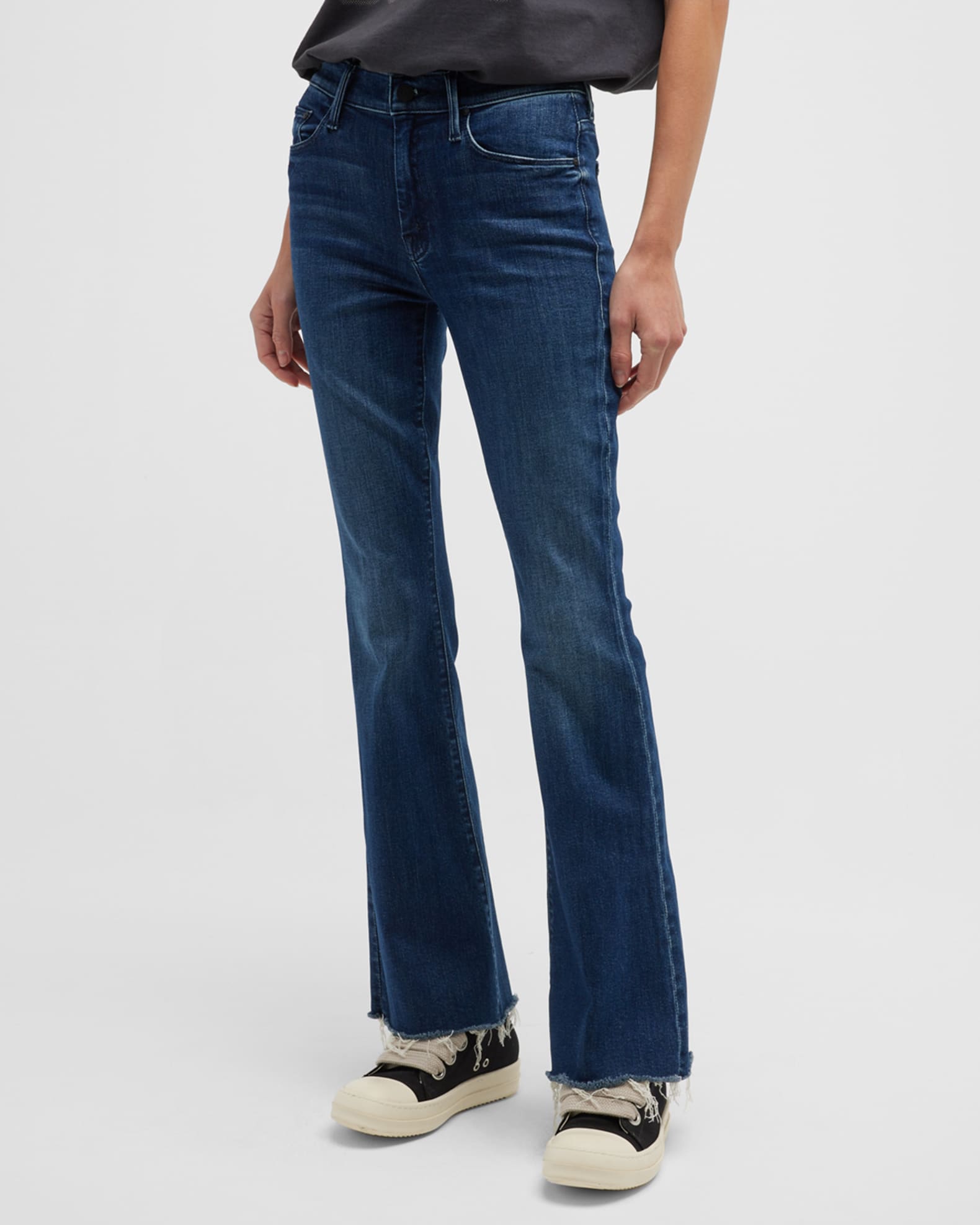 MOTHER The Weekender Frayed Flare Jeans | Neiman Marcus