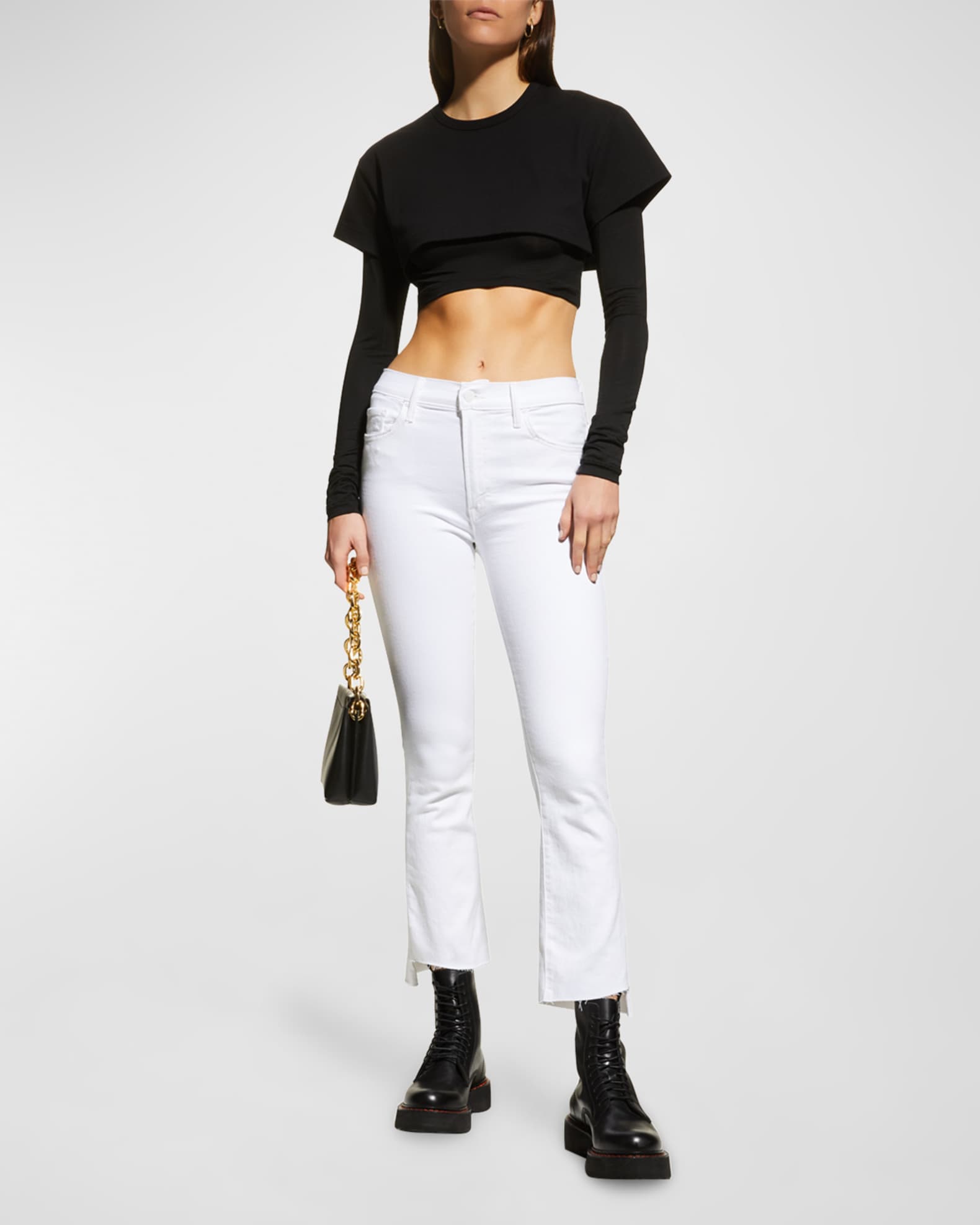 ボトムスその他 Mother The Insider Crop Step Fray Jeans MOTHER The Insider Crop Step Fray Jeans | Neiman Marcus