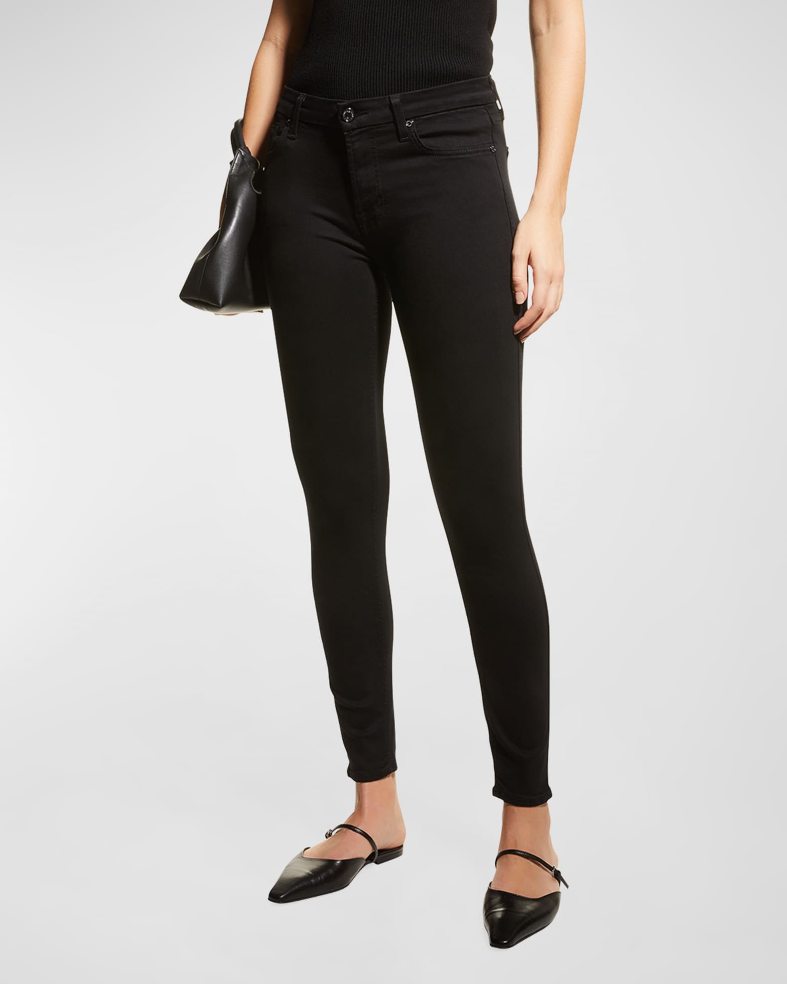 7 for all mankind The Ankle Skinny Jeans, Black | Neiman Marcus