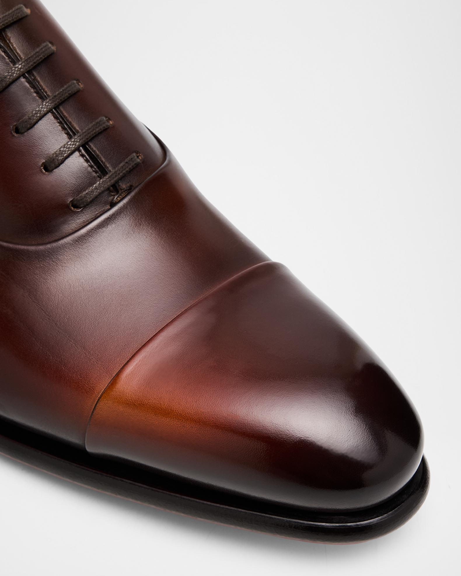 Santoni “Isaac” Dark Grey Leather Cap Toe Oxfords Made In Italy Santoni - Isaac Black Leather Lace Up Dress Shoe main image 3
