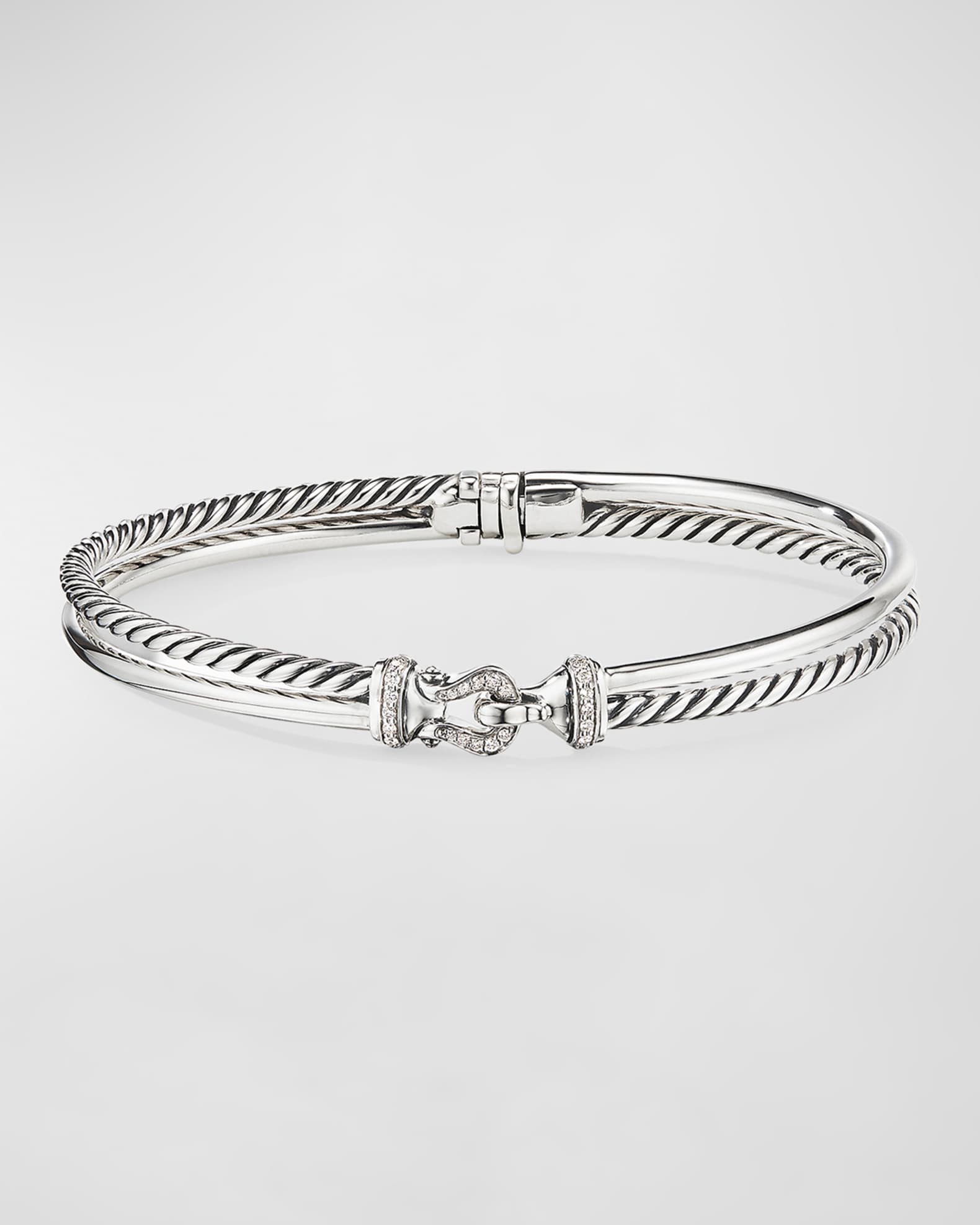 David Yurman 2Row Buckle Bracelet with Diamonds Neiman Marcus