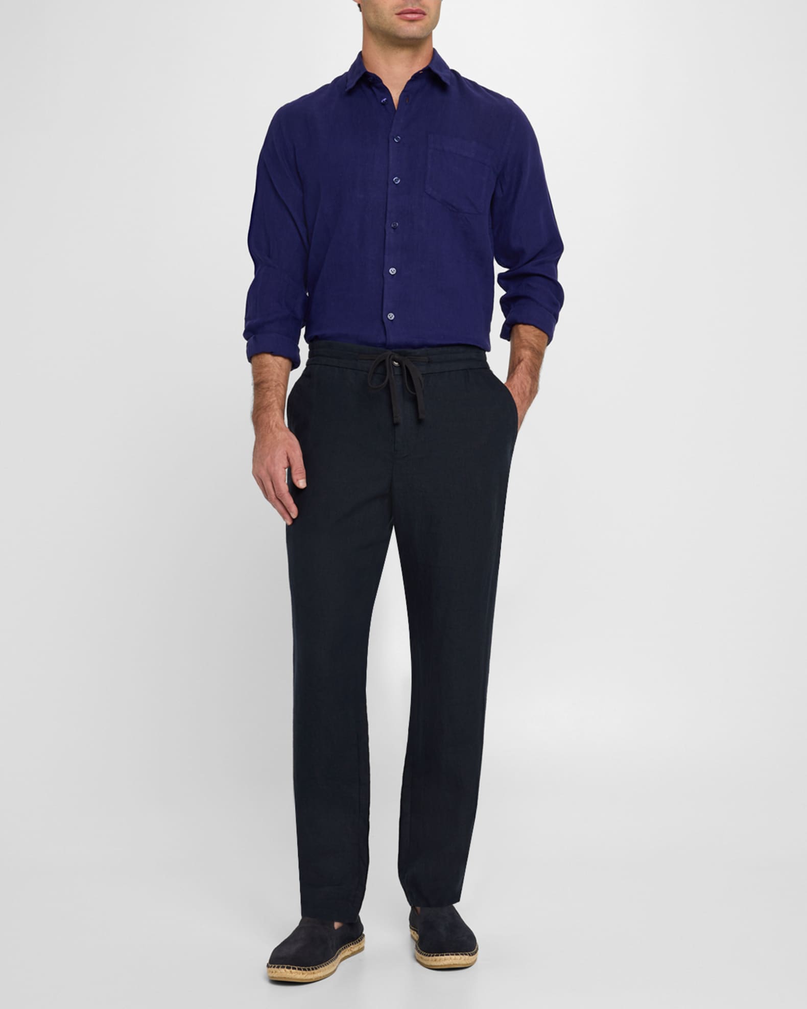 Men's Caroubis Solid Linen Sport Shirt 1