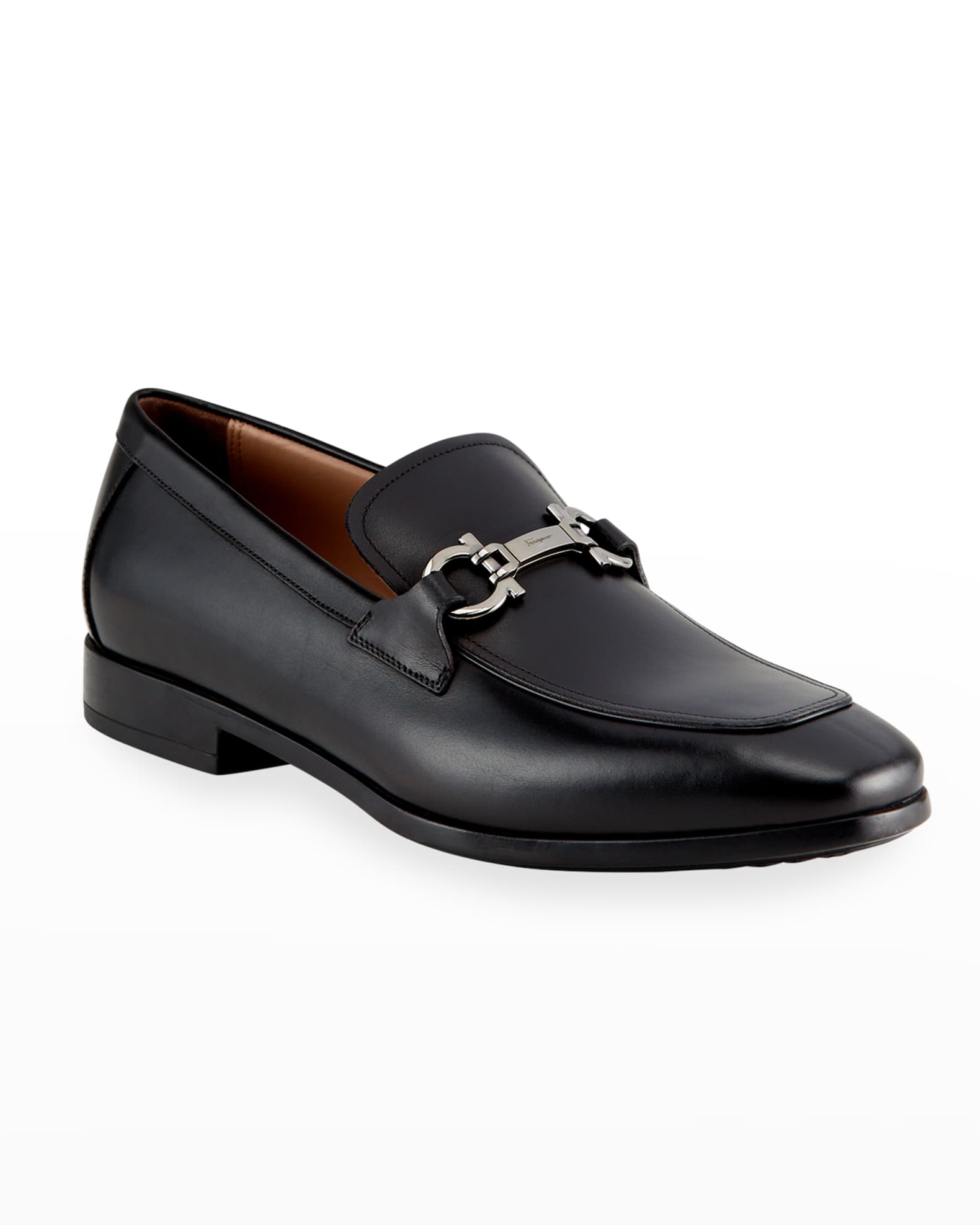 Ferragamo Men's Gancini-Bit Leather Loafers | Neiman Marcus