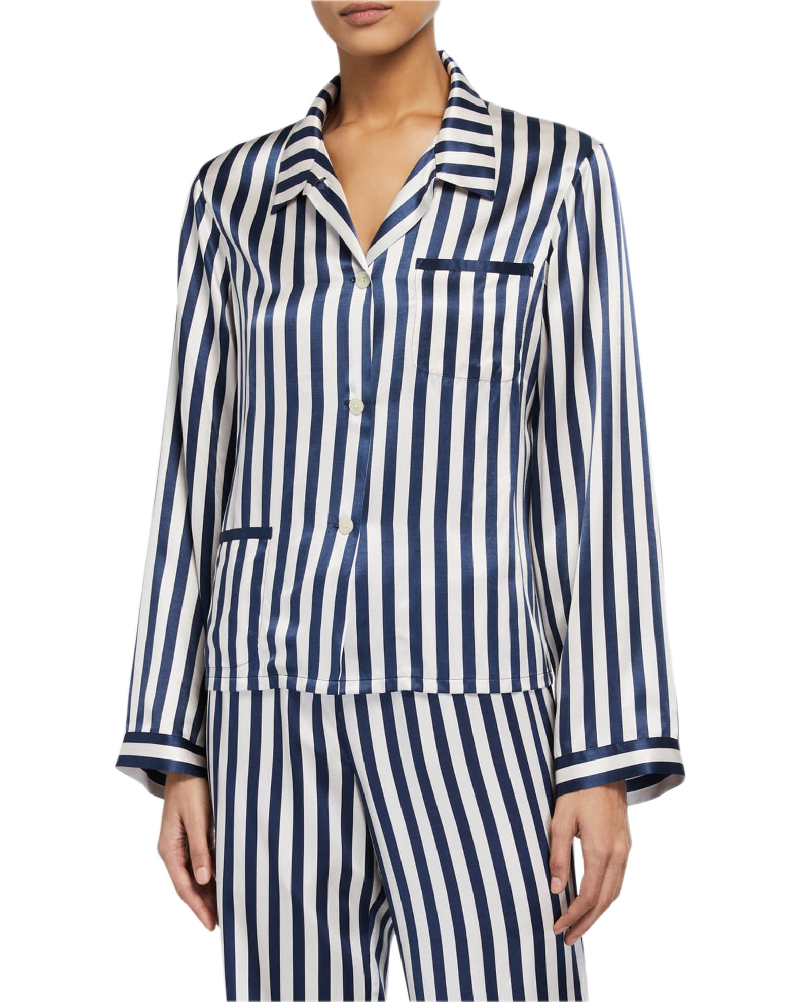 Ruthie Striped Charmeuse Pajama Top and Matching Items | Neiman Marcus