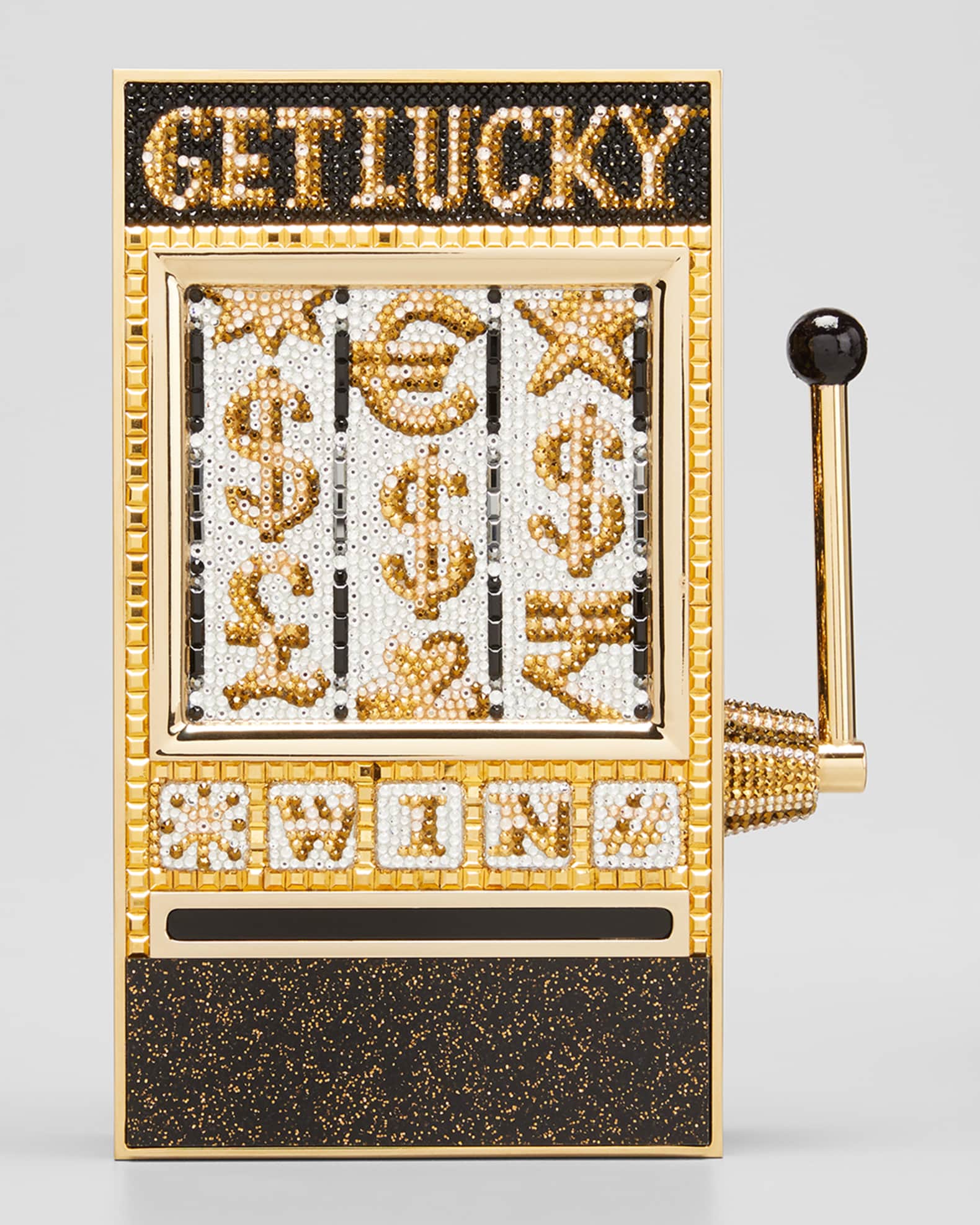 Judith Leiber Crystal Get Lucky Slot Machine Clutch Minaudiere Gold