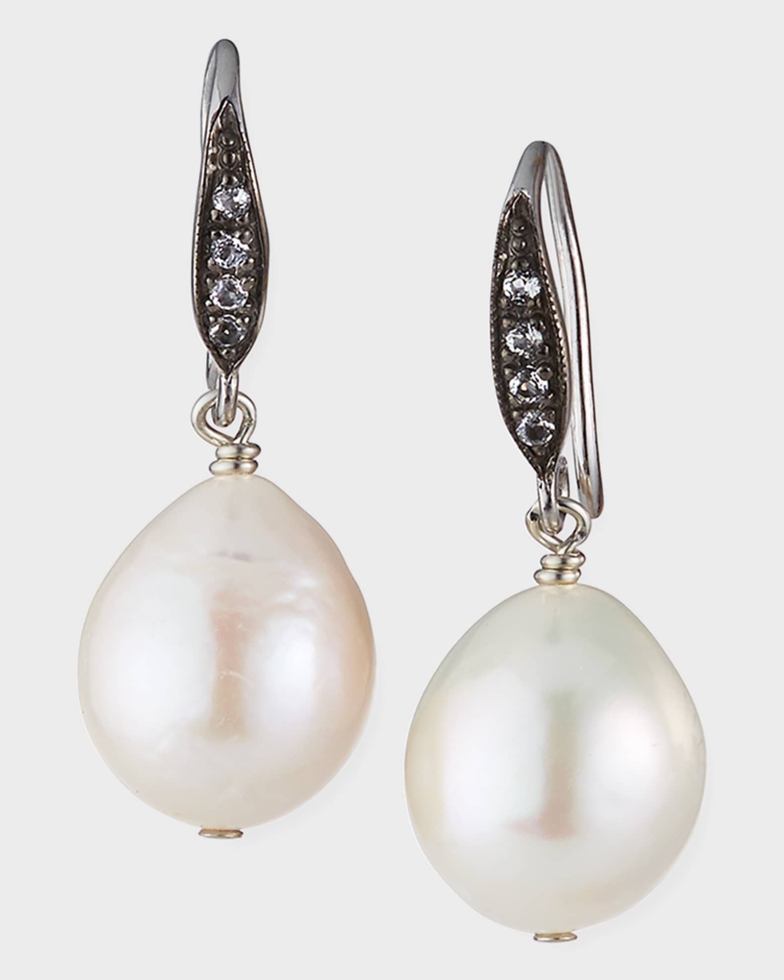 White Sapphire Earrings On A Vermeil Hook 0
