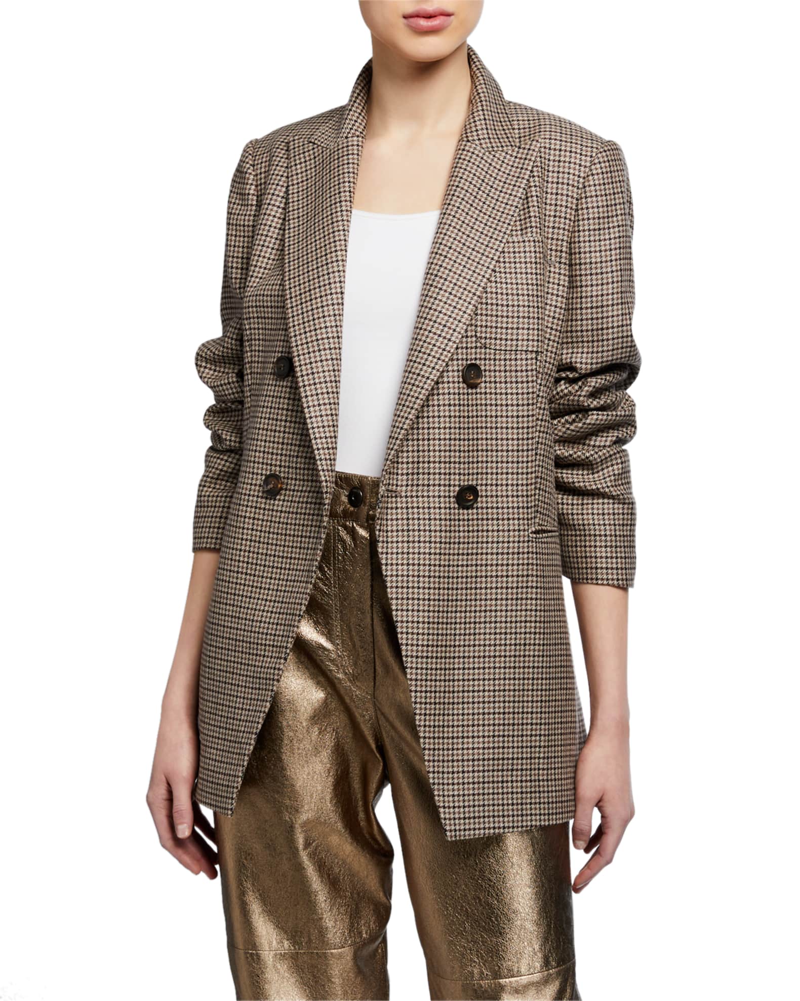 Houndstooth Linen Blazer Jacket and Matching Items | Neiman Marcus