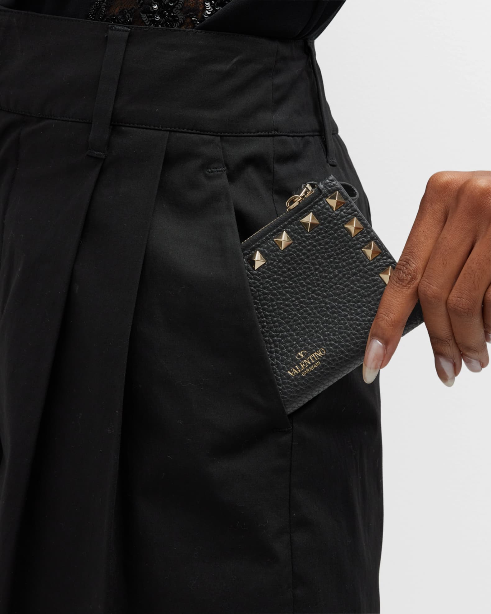 Rockstud Leather Zip Coin Purse/Card Holder 1