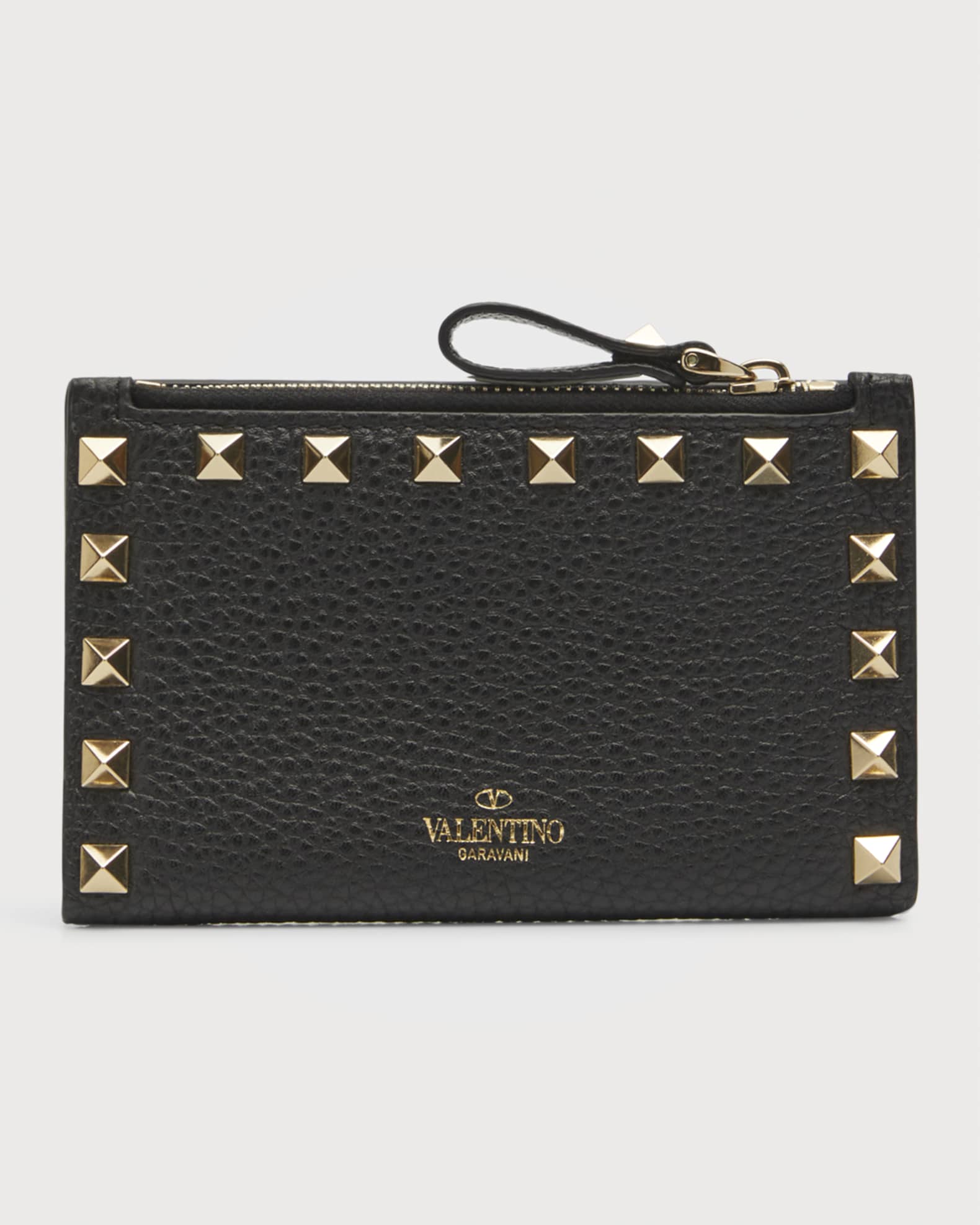 Valentino Garavani Rockstud Leather Zip Coin Purse Card Holder Neiman Marcus