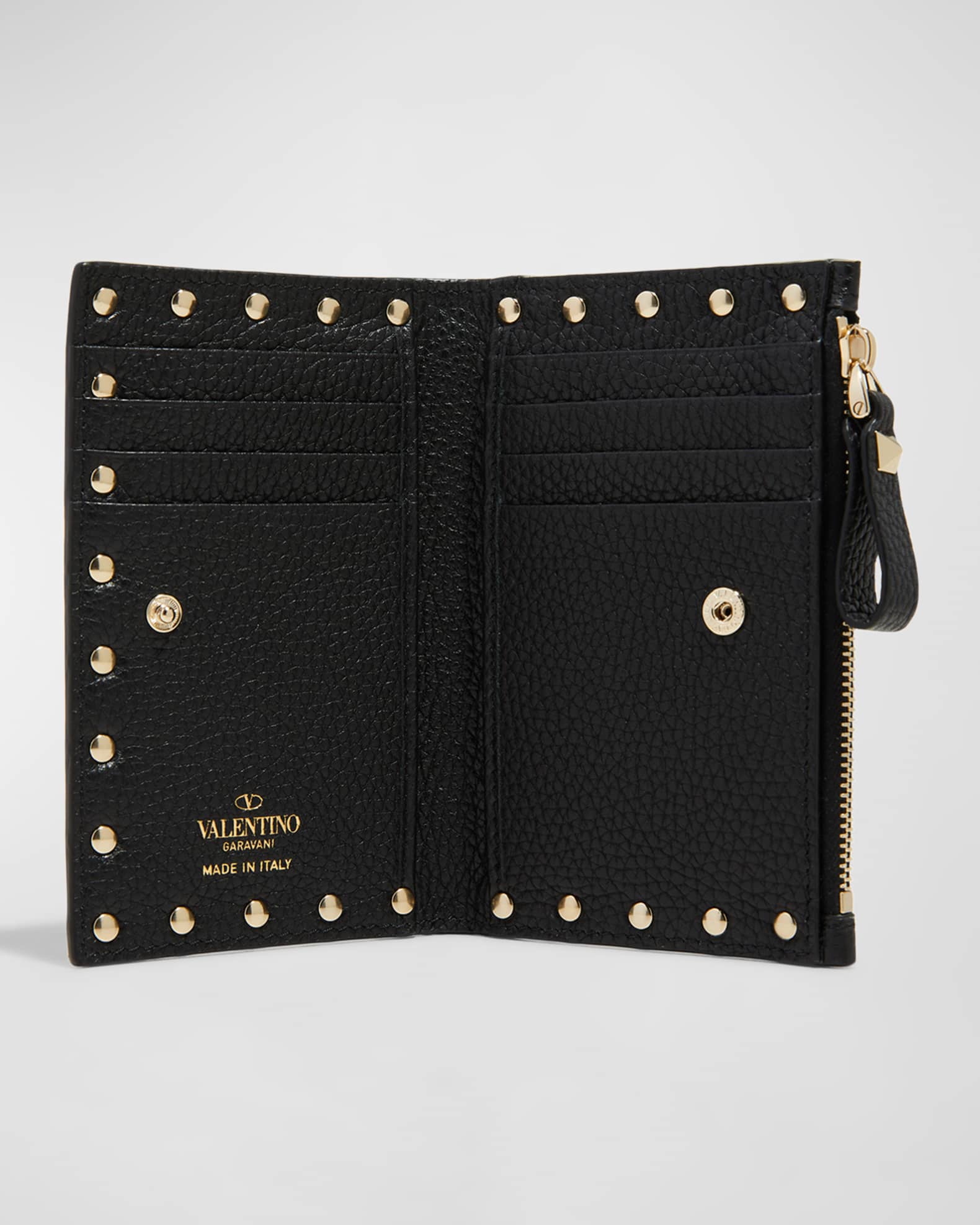 Valentino Garavani Rockstud Leather Zip Coin Purse/Card Holder | Neiman ...