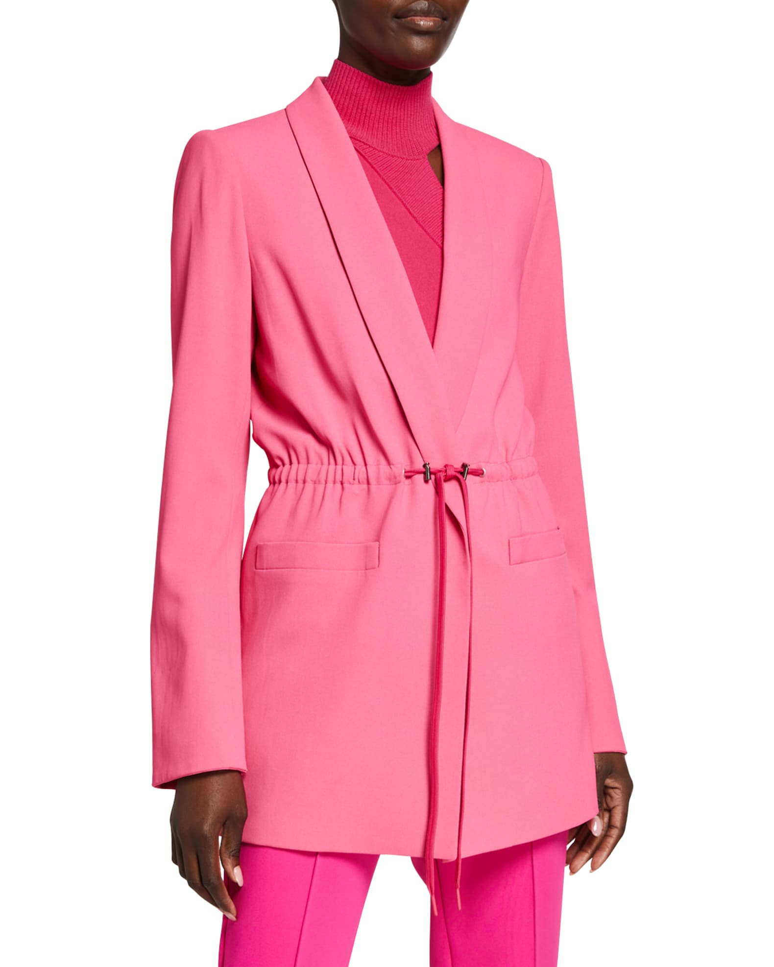 Kylie Easy Shawl-Collar Jacket with Drawstring Waist and Matching Items ...