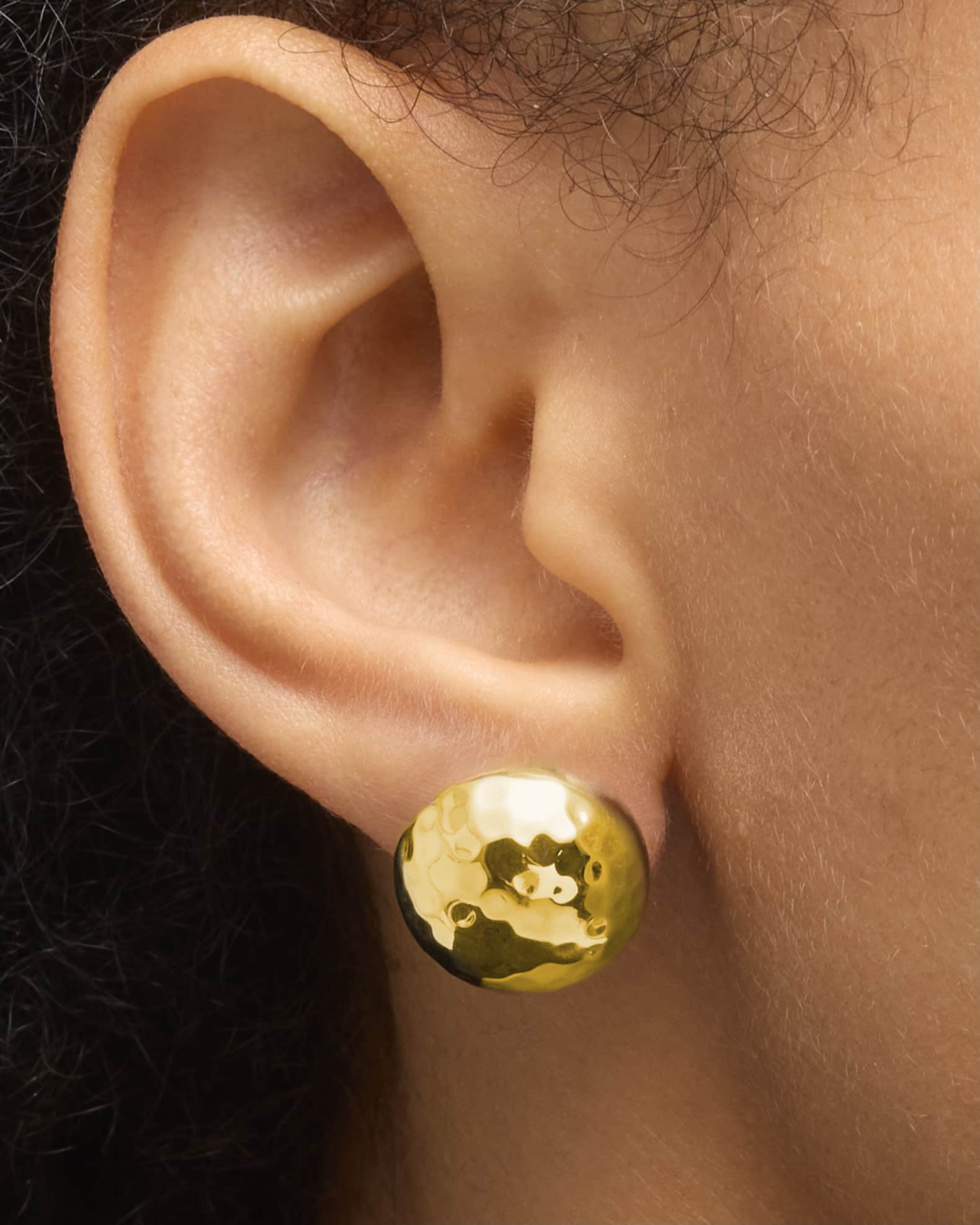 Hammered Gold Dome Stud Earrings 1