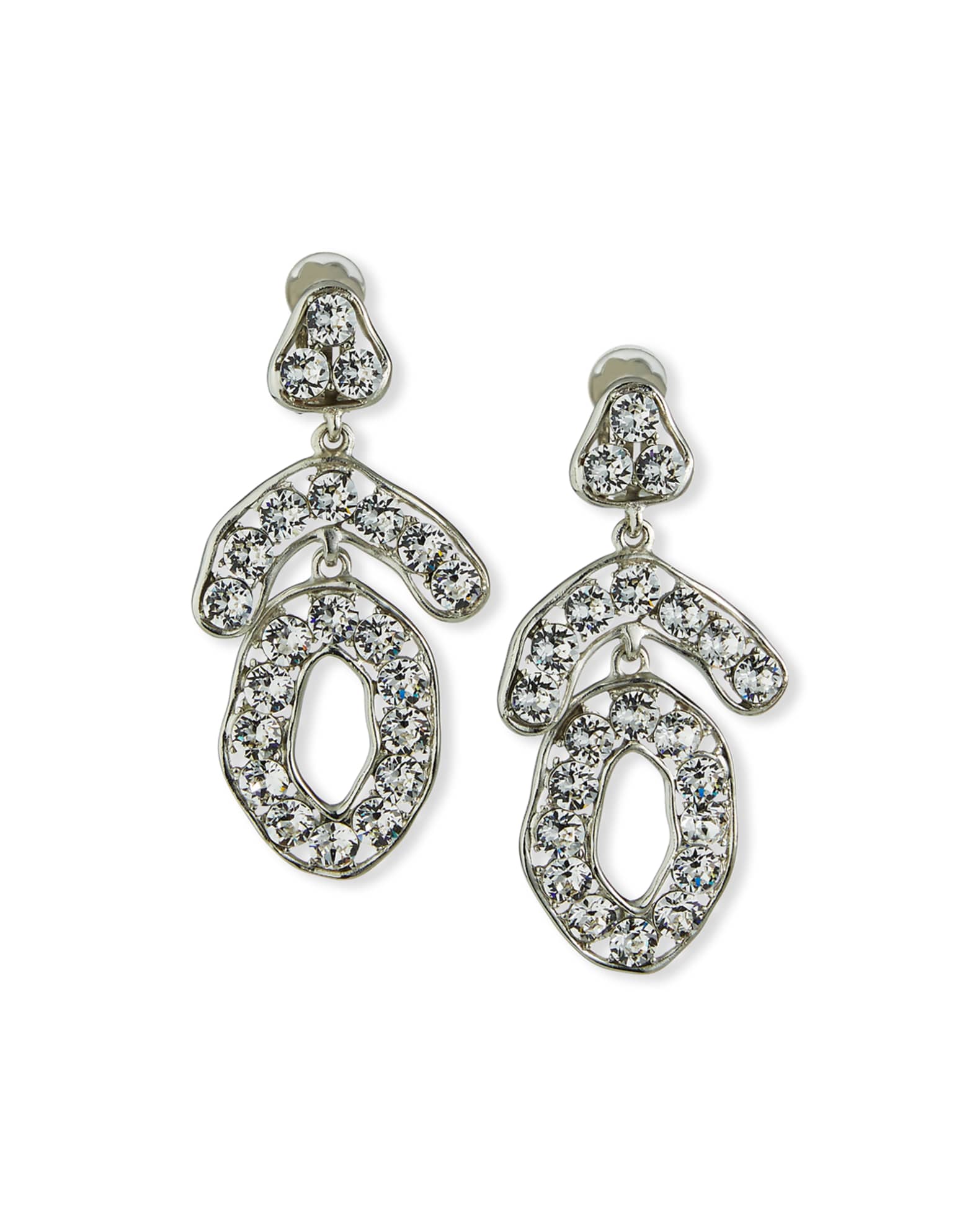Mixed-Shape Crystal Clip Earrings 0