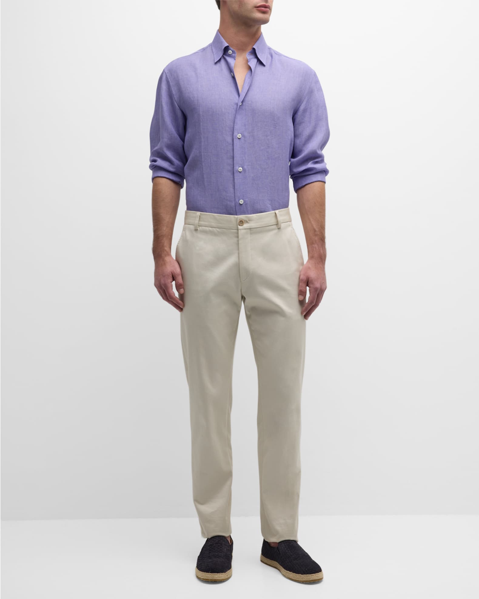 Men's Solid Linen Sport Shirt 1