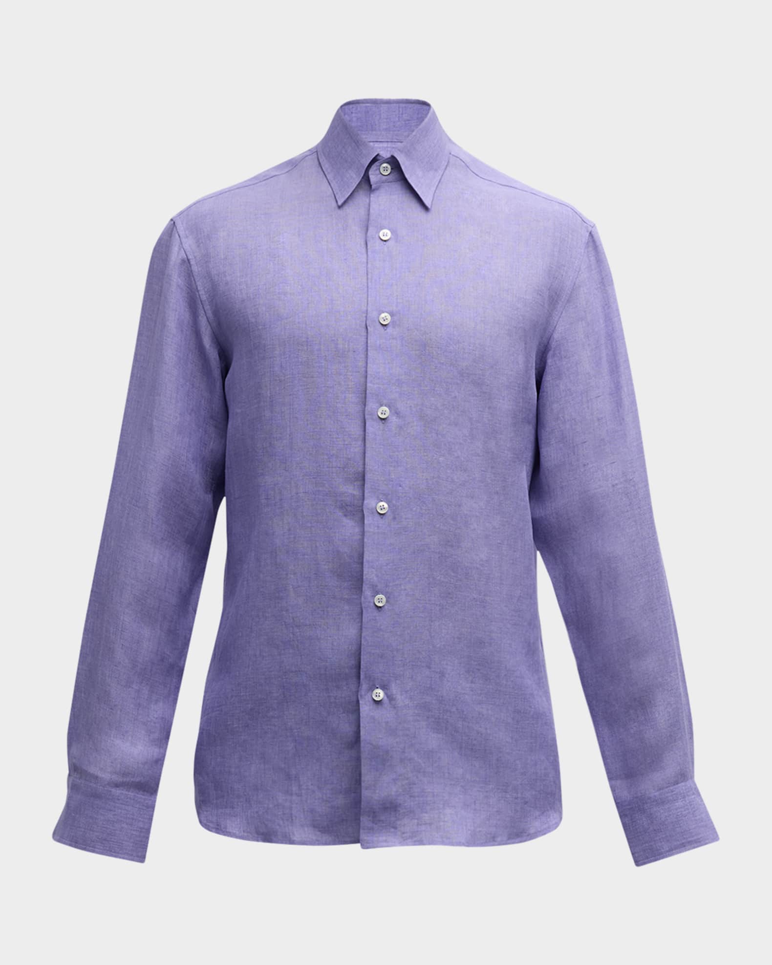 Men's Solid Linen Sport Shirt 0