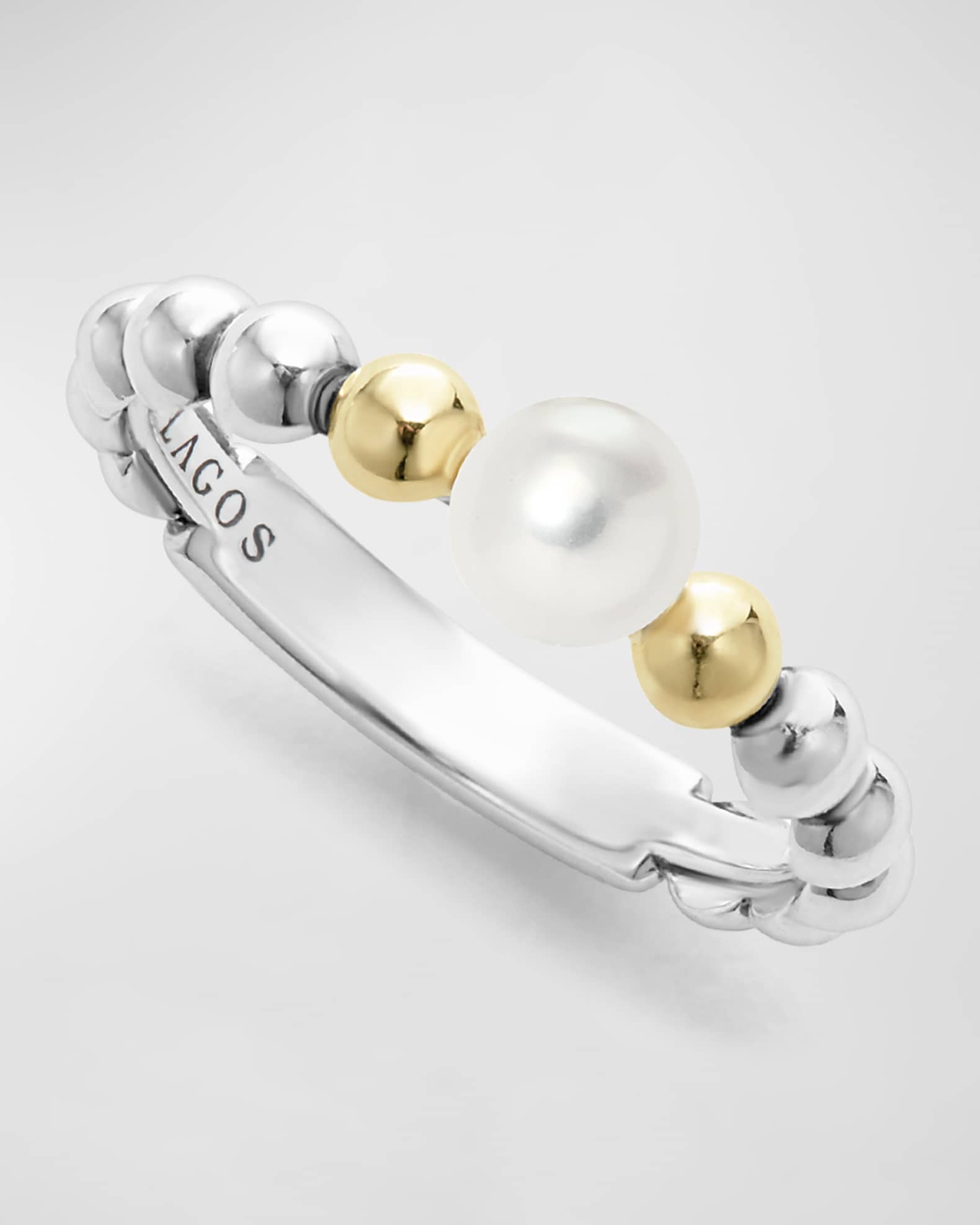 LAGOS Luna Pearl 2-Tone Stack Ring