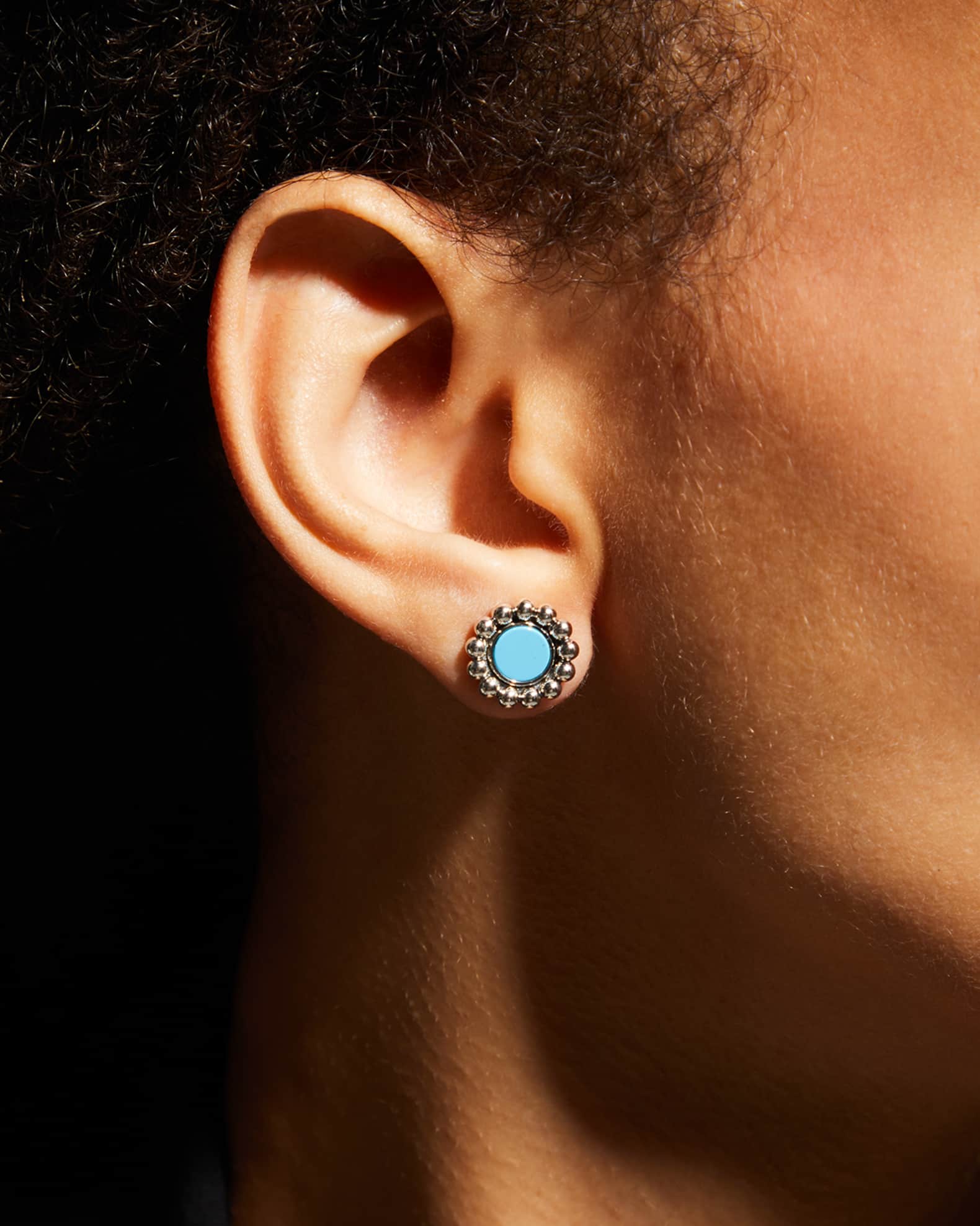 LAGOS Maya 12mm Round Inlay Stud Earrings Turquoise Neiman Marcus