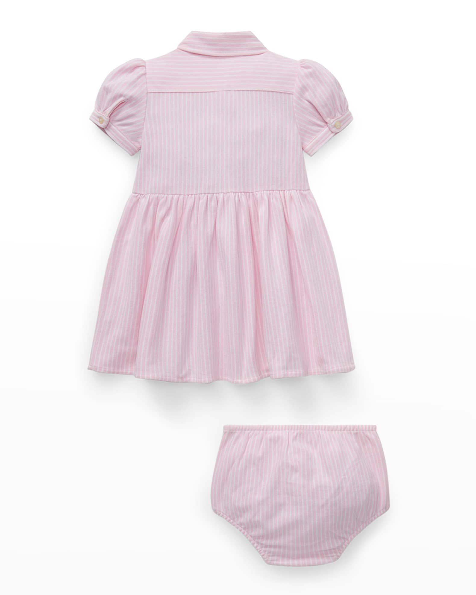 Yarn-Dyed Oxford Mesh Stripe Dress With Matching Bloomers, Size 3M-24M 1