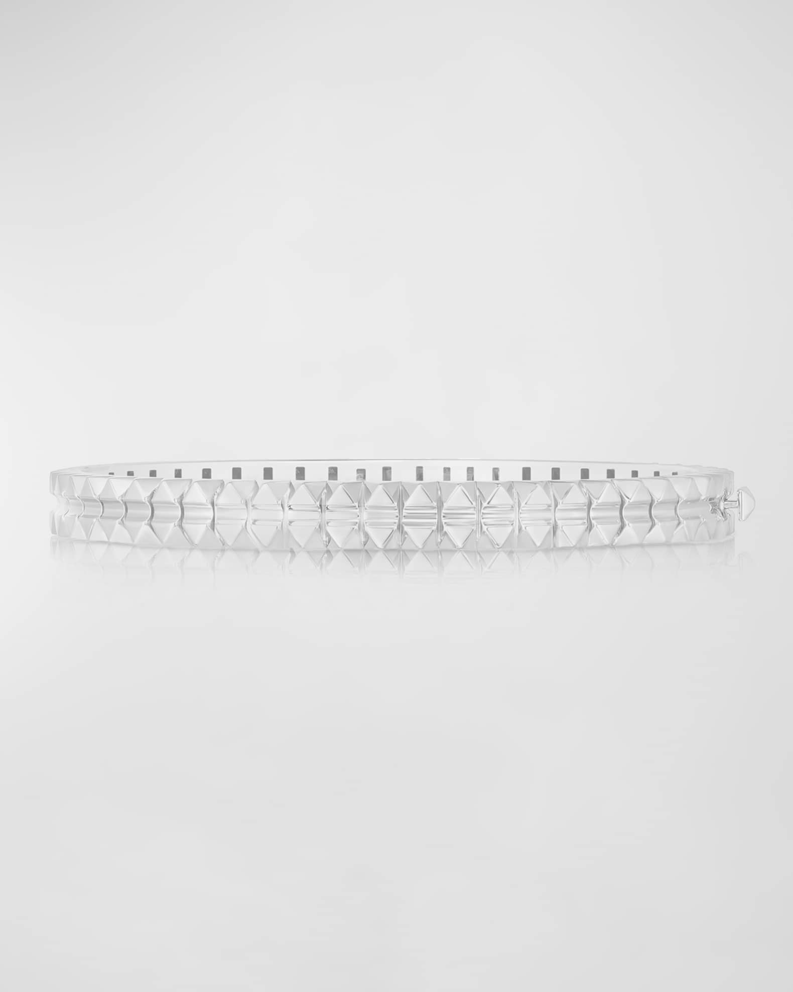 Roberto Coin Rock and Diamonds 18k White Gold Bangle Bracelet, 46x56mm