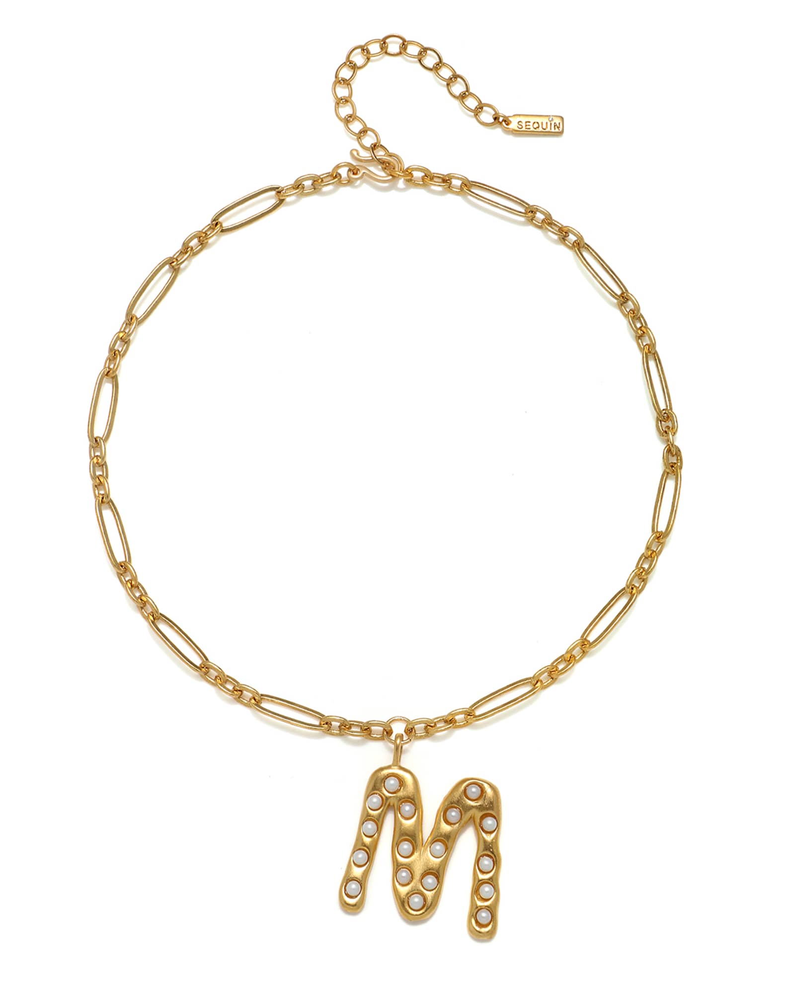 Simulated Pearl Initial Necklace