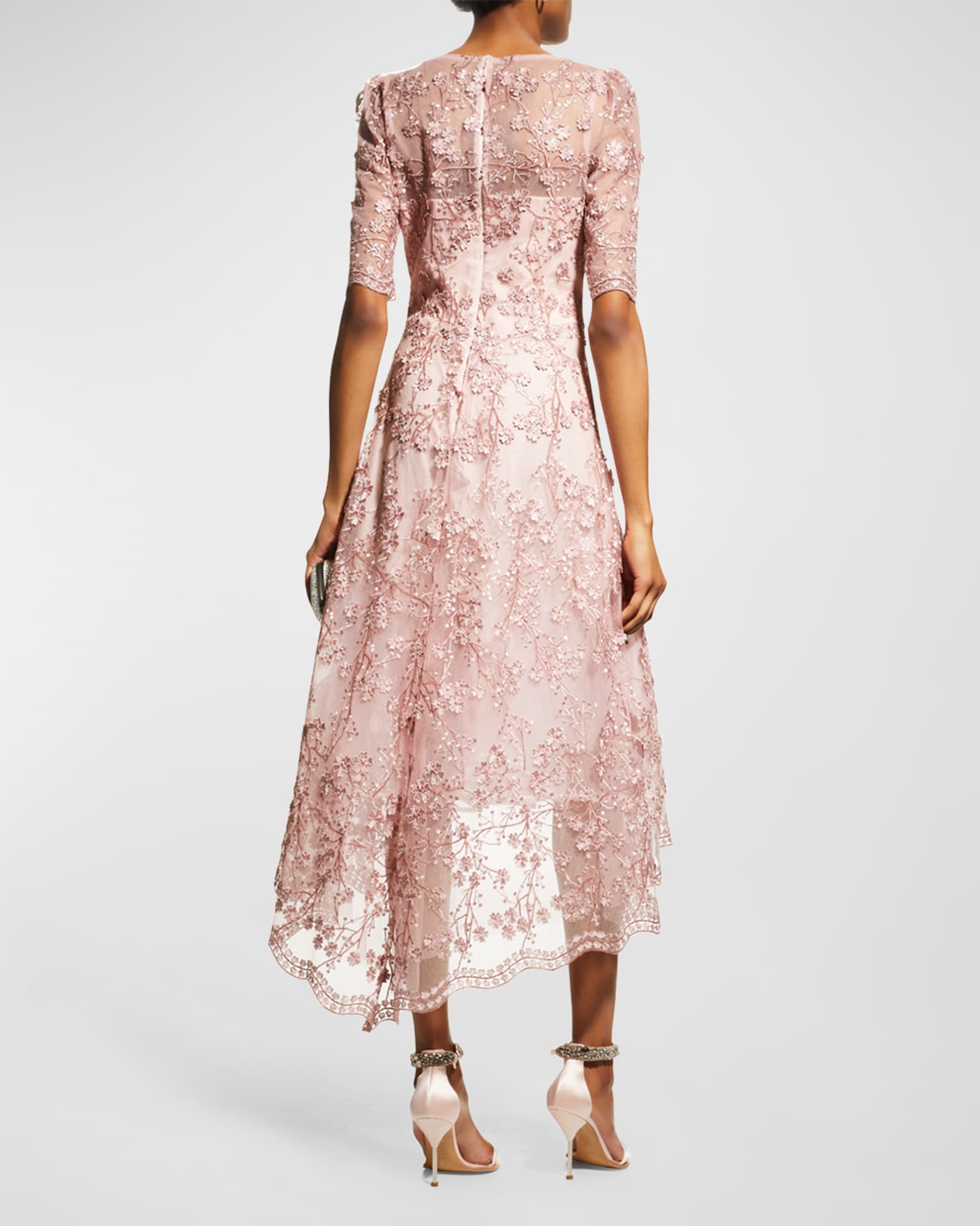 Rickie Freeman for Teri Jon 3D Embellished Lace High-Low Tulle Dress ...