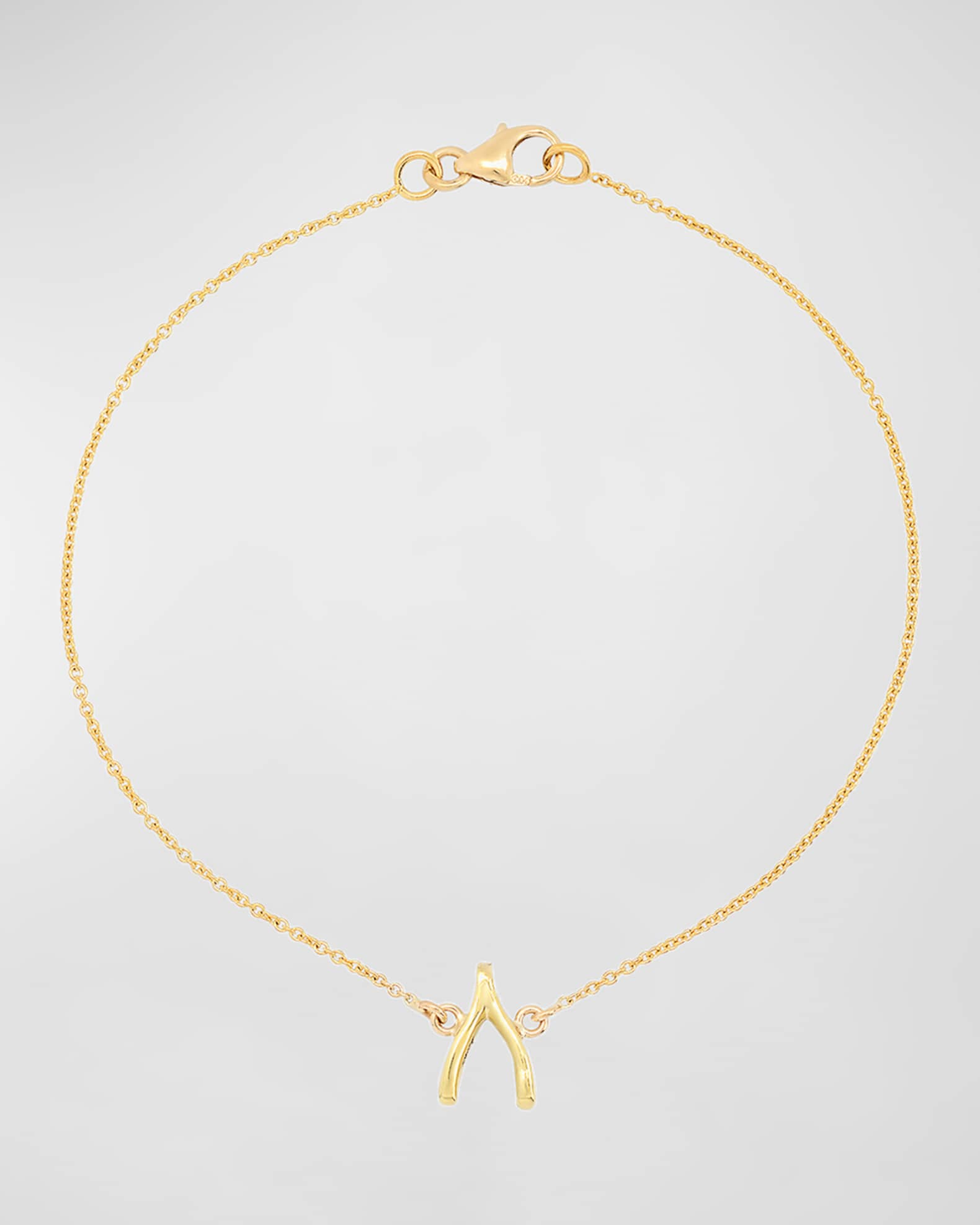 18k Gold Mini Wishbone Chain Bracelet on a 14k Chain 0