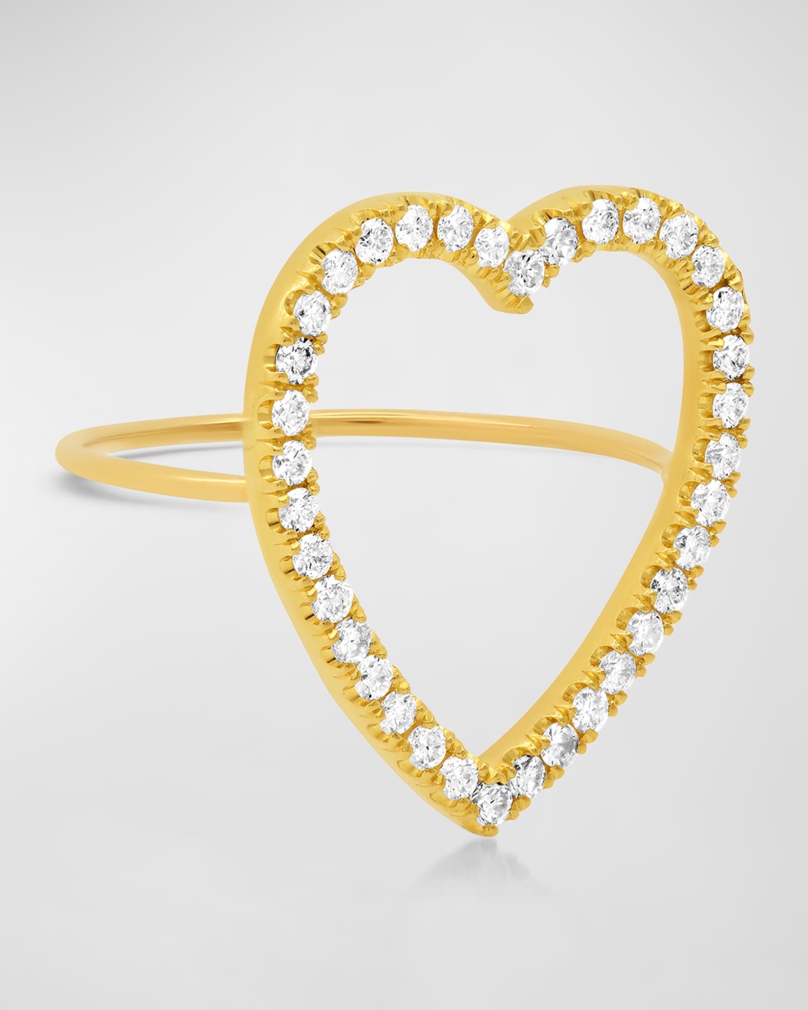 18k Yellow Gold Large Open Heart Ring 0