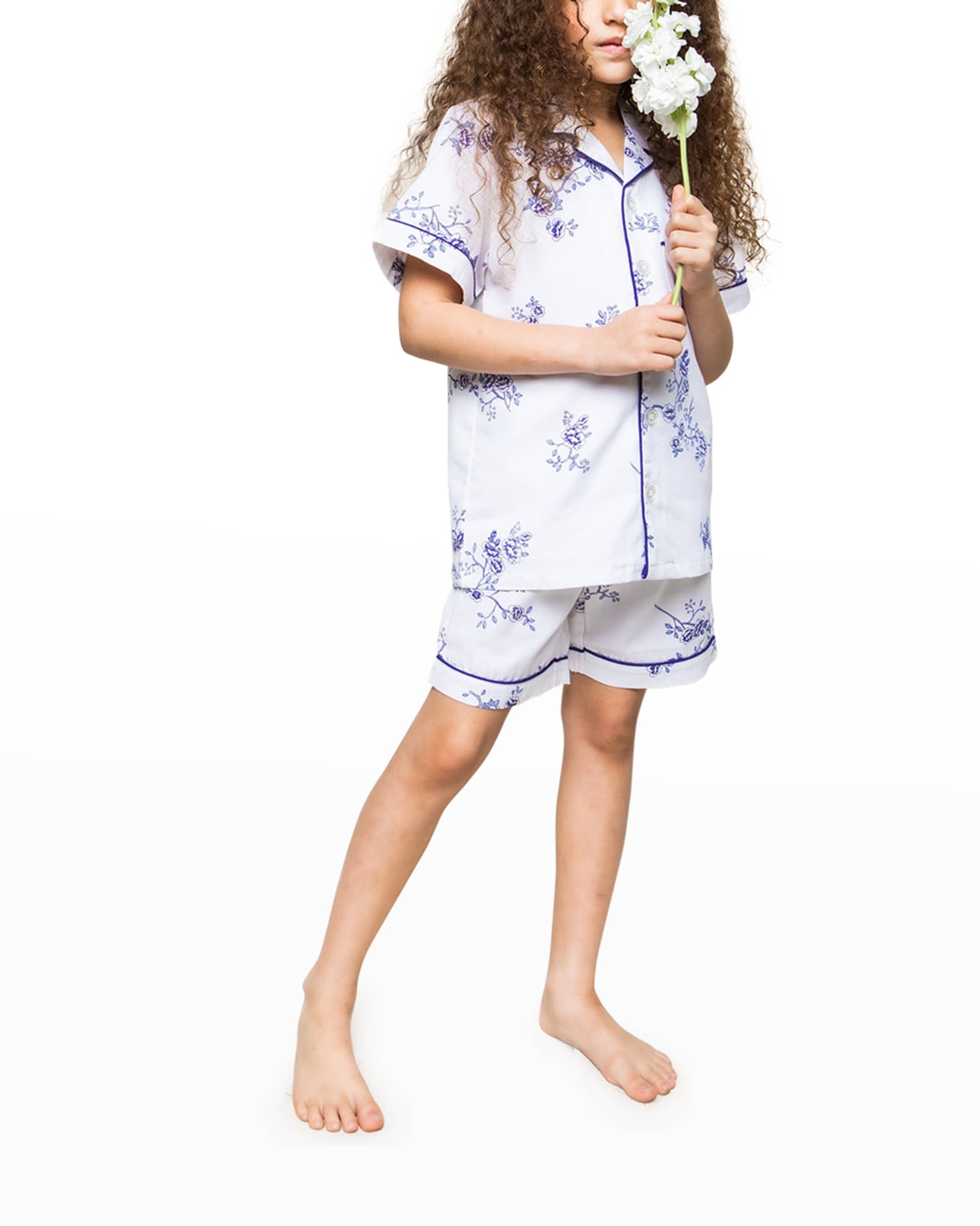 Petite Plume Kid's Classic FloralPrint Pajama Set w/ Contrast Piping