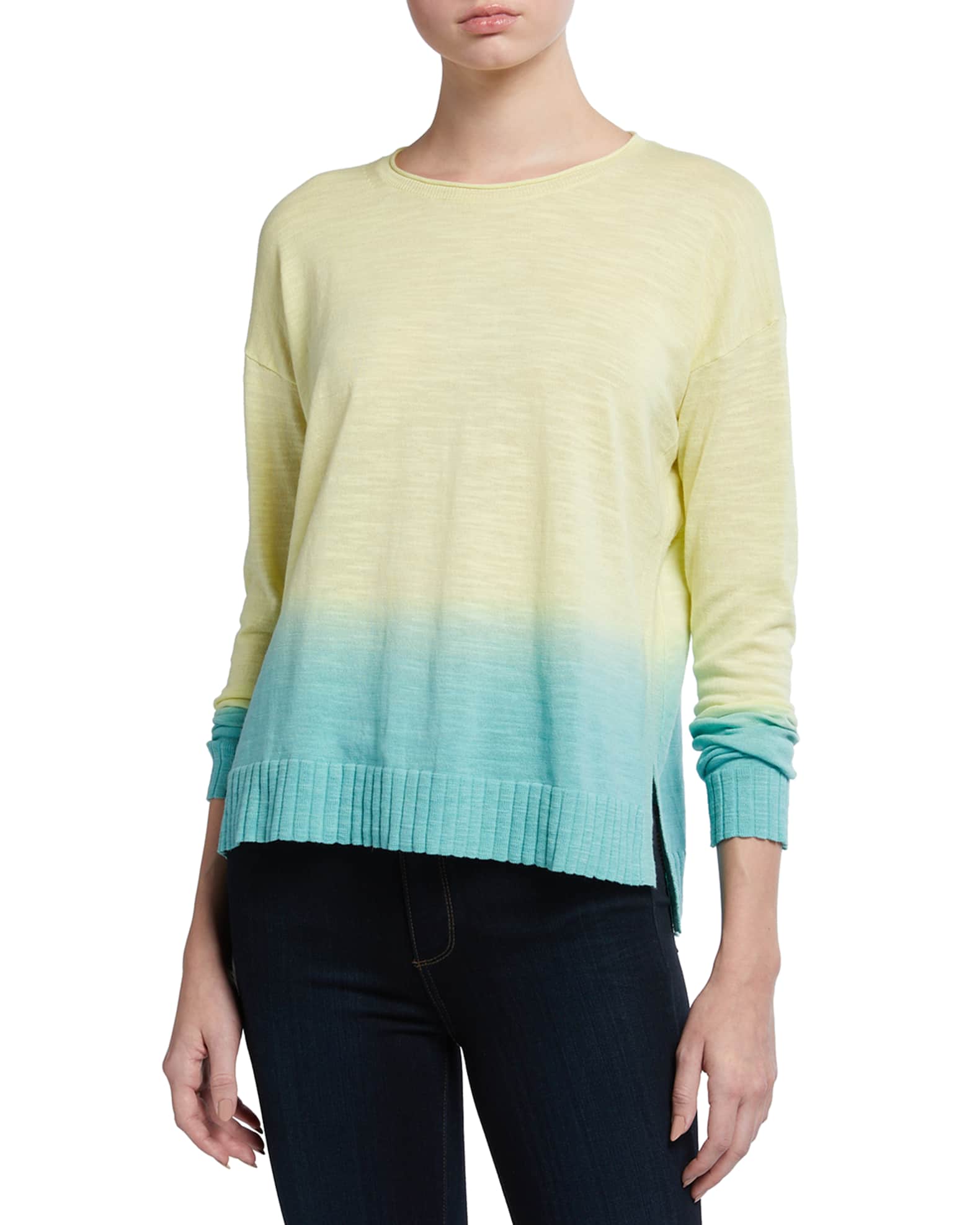 Lisa Todd Petite Dipped Ombre Cotton Sweater | Neiman Marcus