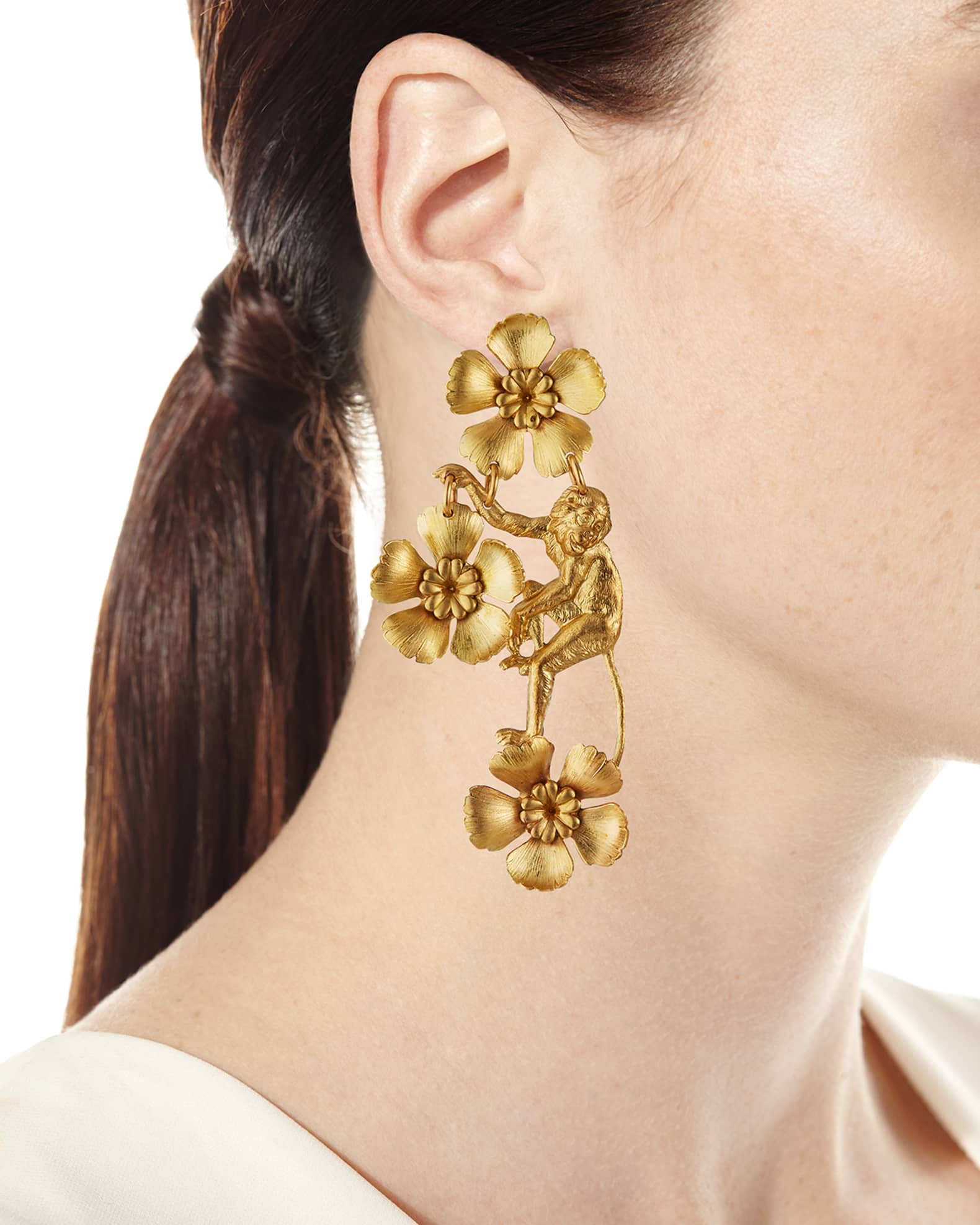 We Dream in Colour Vervet Earrings Gold Neiman Marcus
