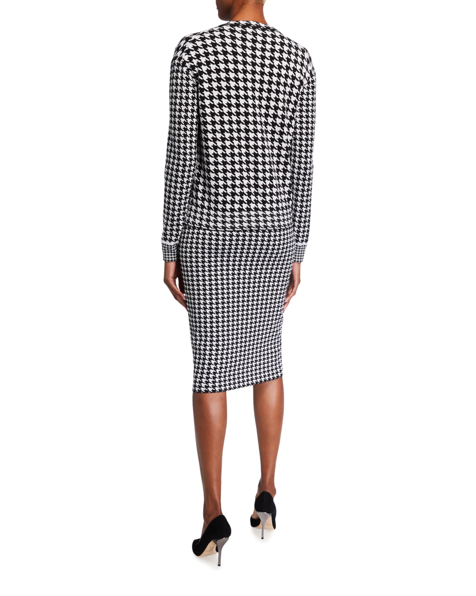Salia Houndstooth Check Cardigan Sweater and Matching Items | Neiman Marcus