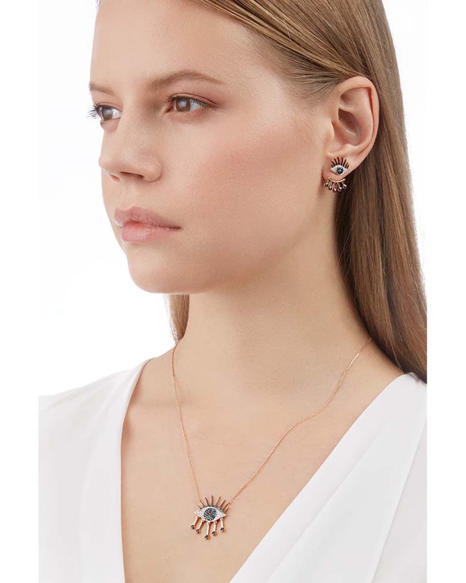 Eye Light Diamond and Ruby Pendant Necklace 1