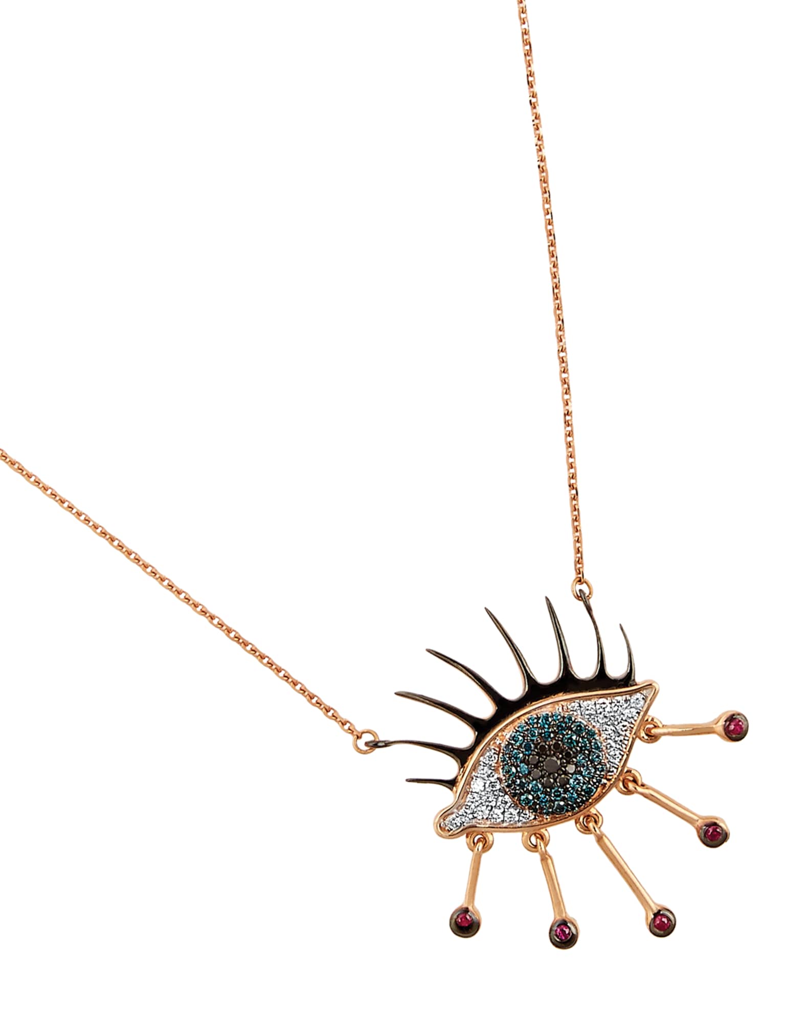 Eye Light Diamond and Ruby Pendant Necklace 0