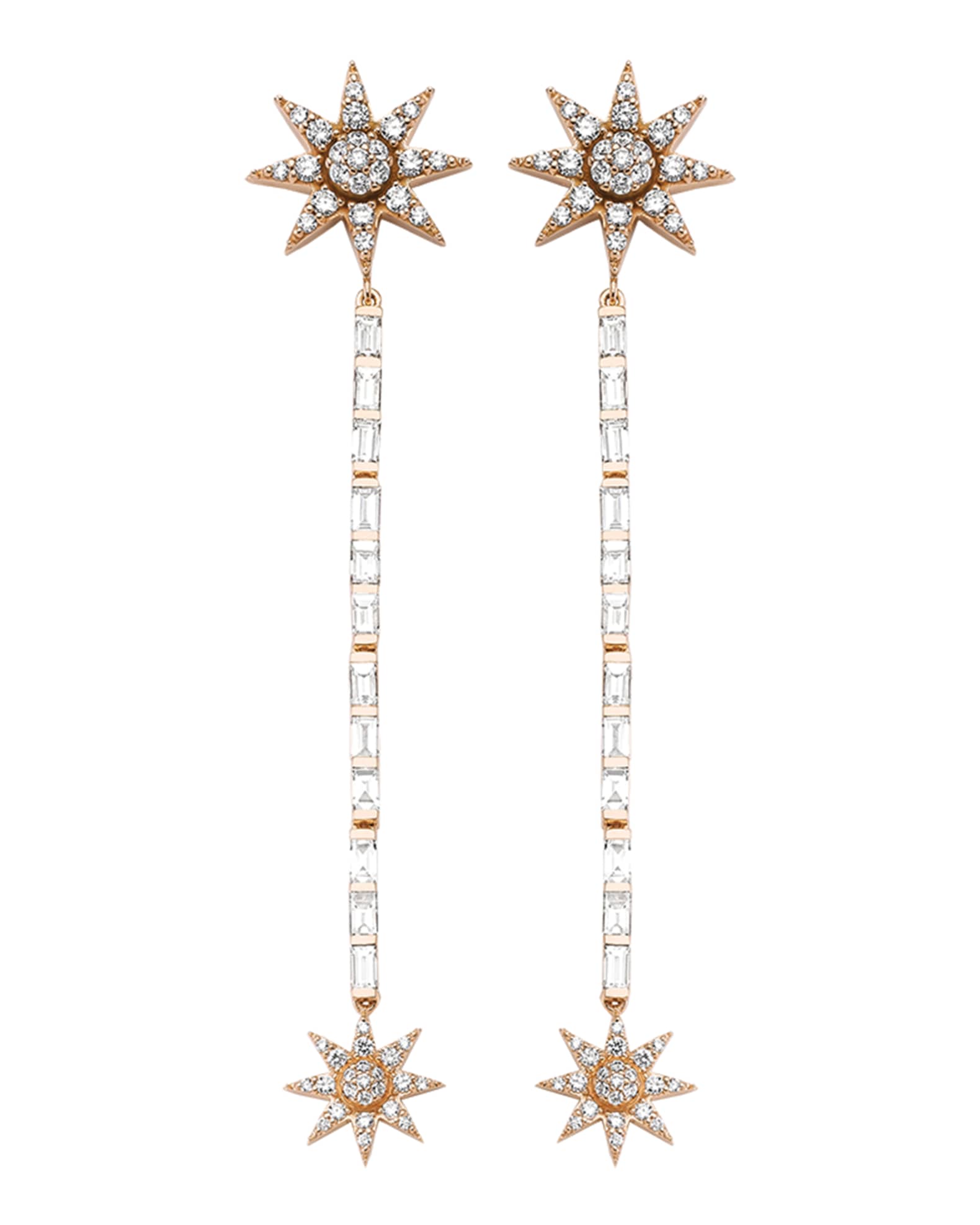 Venus Star 14k Linear Diamond Earrings 0