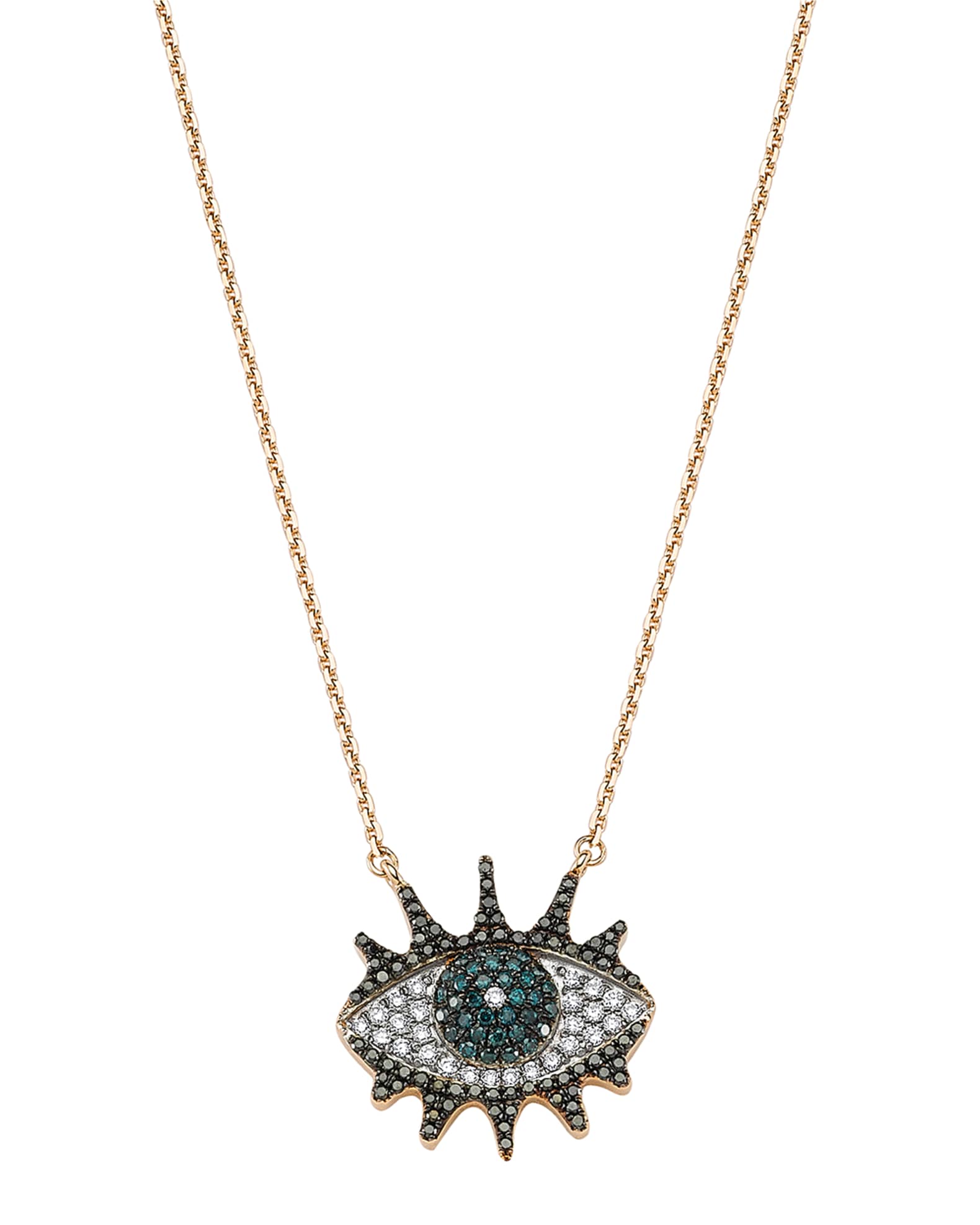 Eye Light 14k Pave Diamond Lashes Pendant Necklace 0