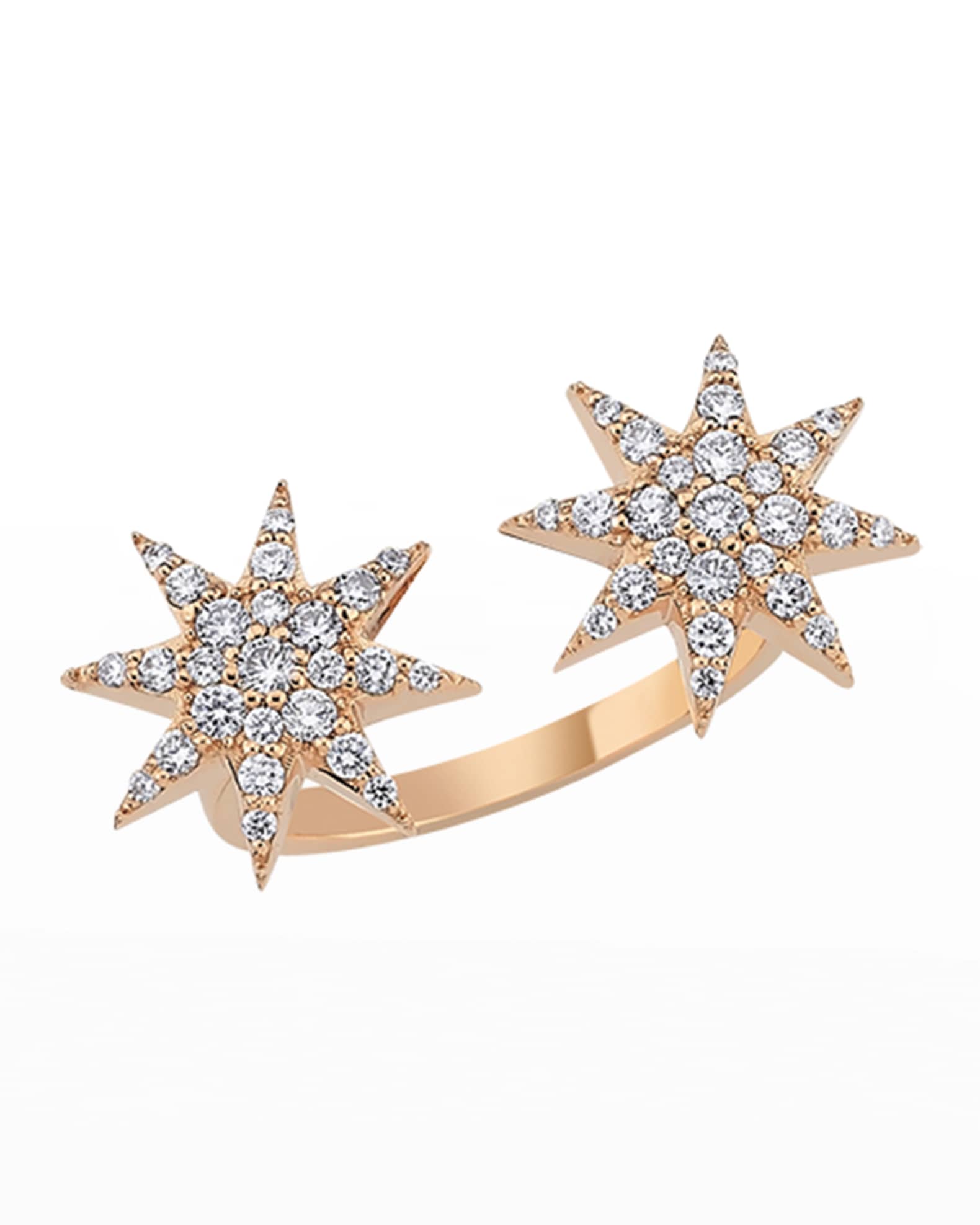 Venus Star 14k Diamond Split Ring, Size 7 0