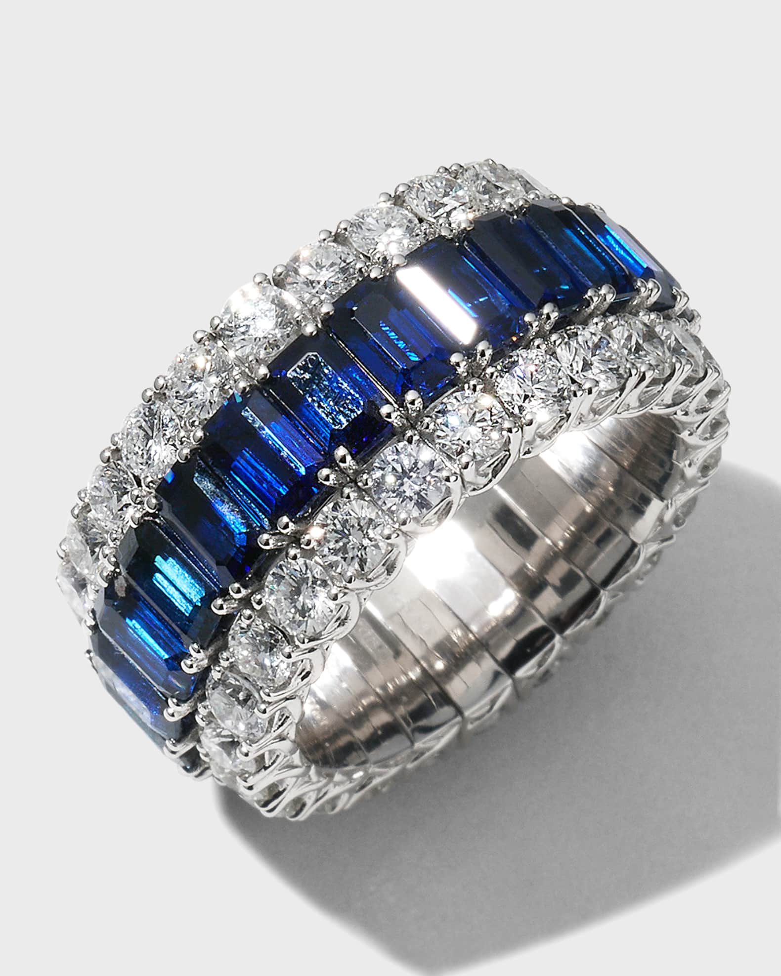 Picchiotti Xpandable 18k White Gold Diamond and Blue Sapphire Ring ...