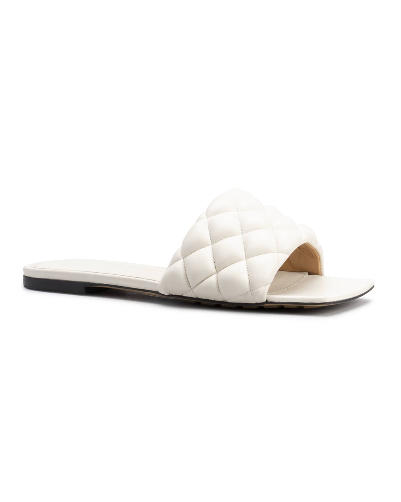 White Bottega Veneta slide sandals