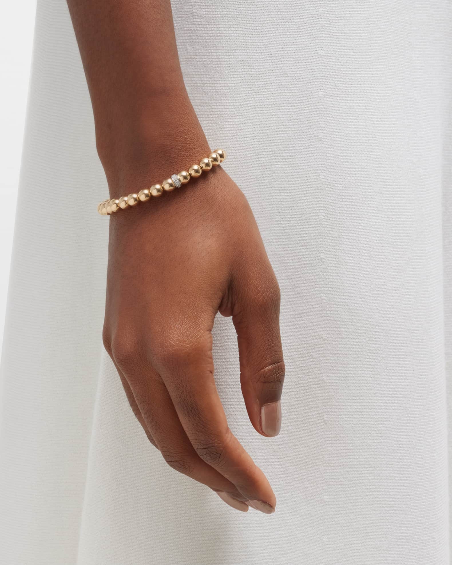 14k Beaded Diamond Wheel Bracelet 1