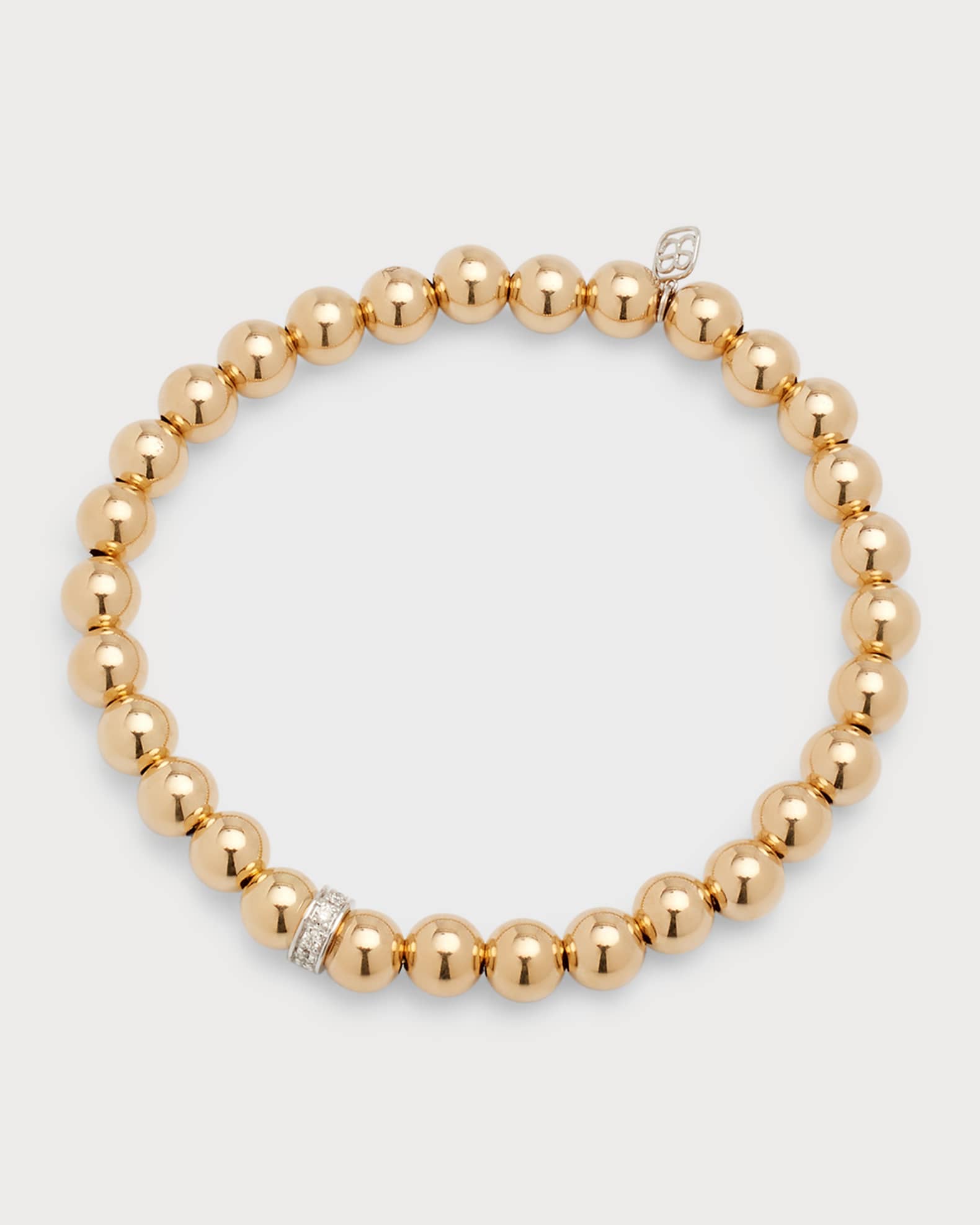 14k Beaded Diamond Wheel Bracelet 0