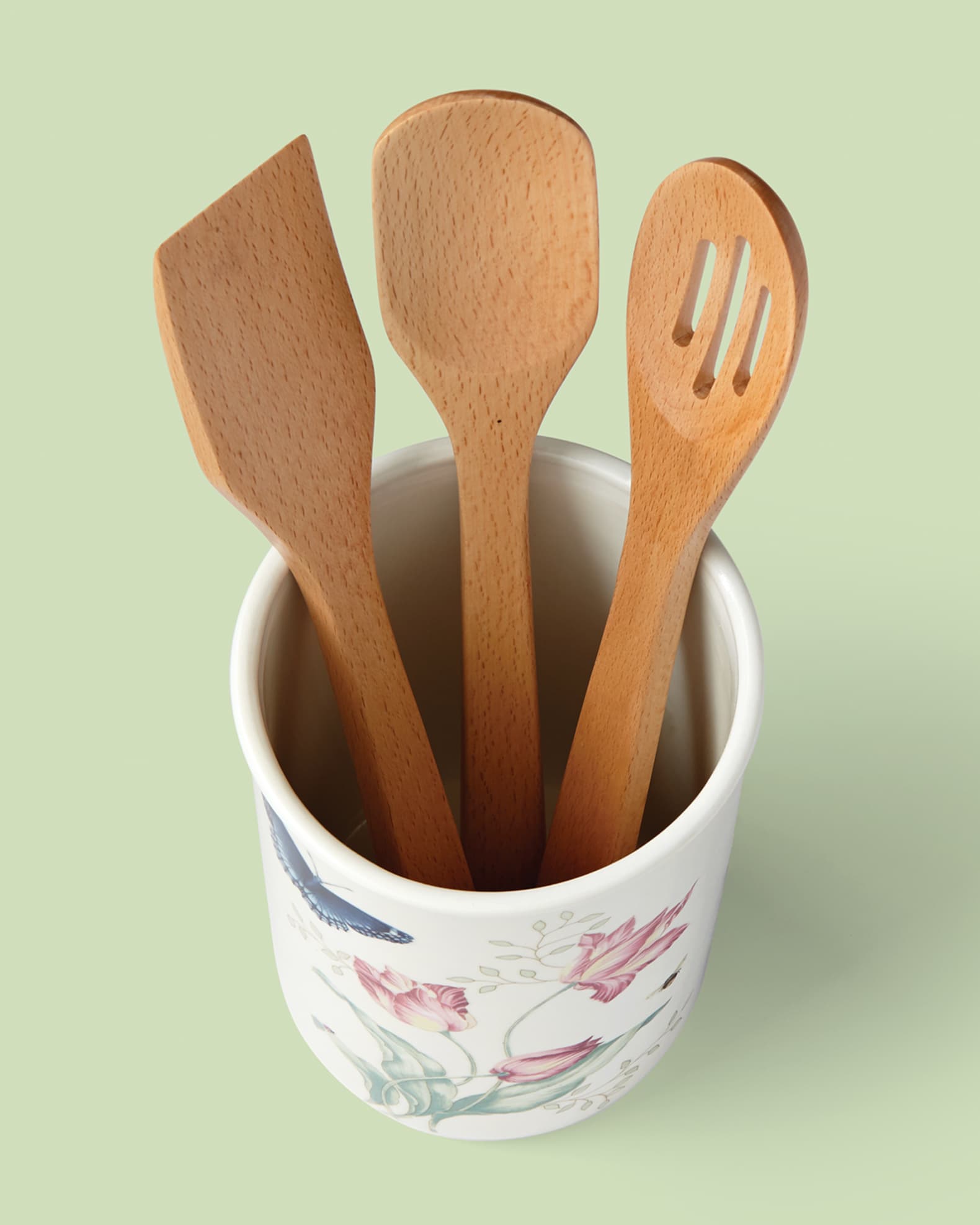 Lenox Utensil Jar with 3 Wood Utensils Neiman Marcus